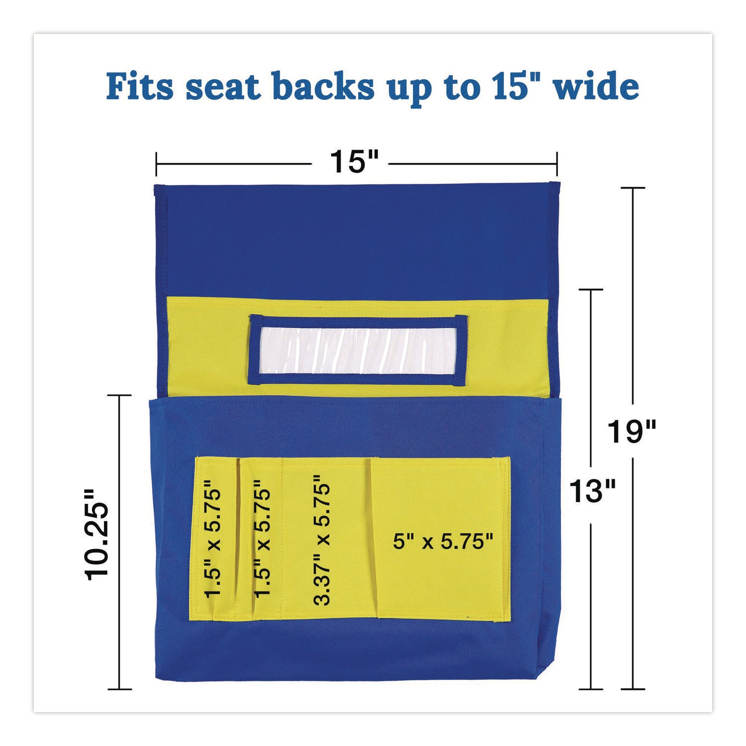 Carson-Dellosa Education Chairback Buddy for Student Chairs with a Back Width Up to 15", Medium, 15 x 1.5 x 19, Fabric, Blue/Yellow