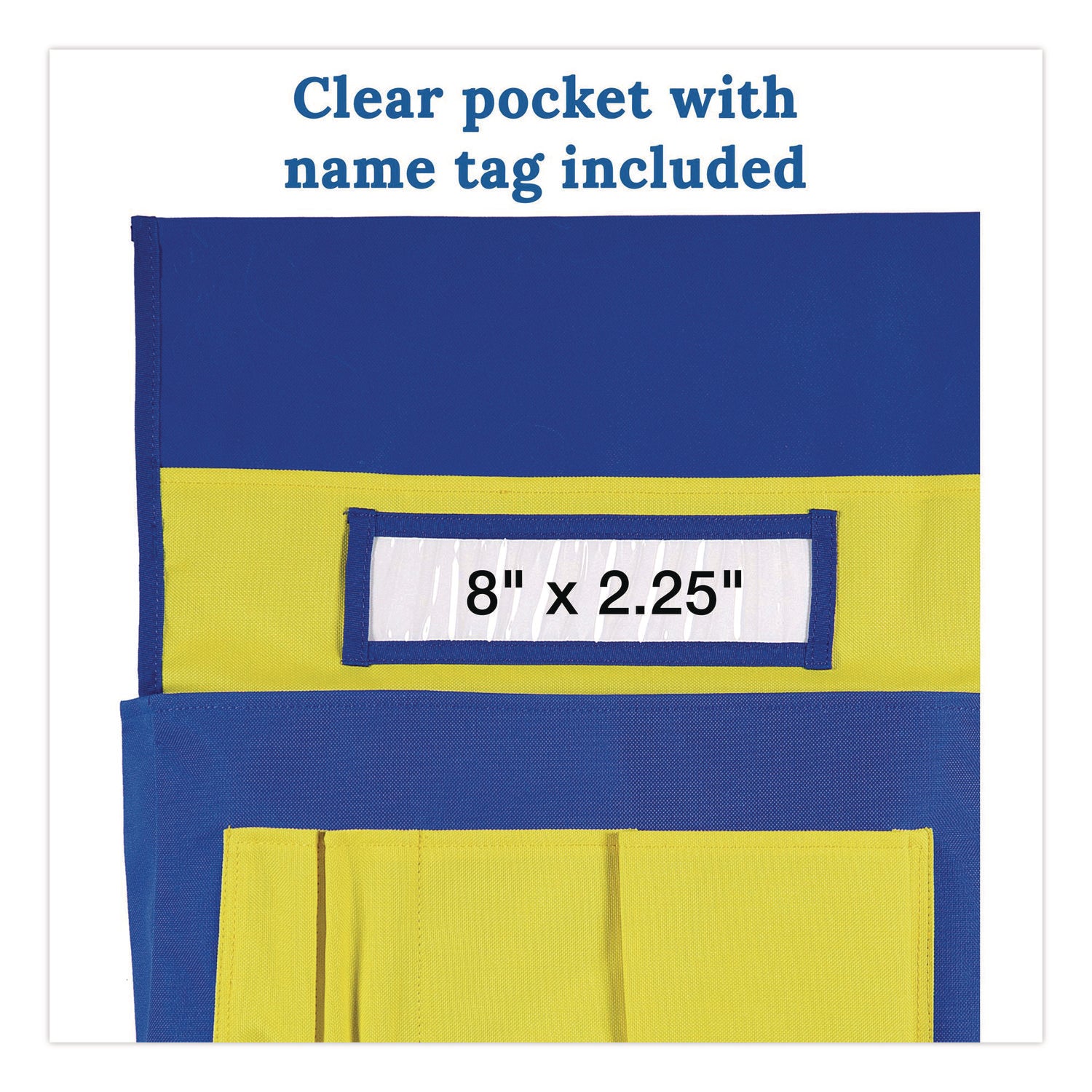 Carson-Dellosa Education Chairback Buddy for Student Chairs with a Back Width Up to 15", Medium, 15 x 1.5 x 19, Fabric, Blue/Yellow