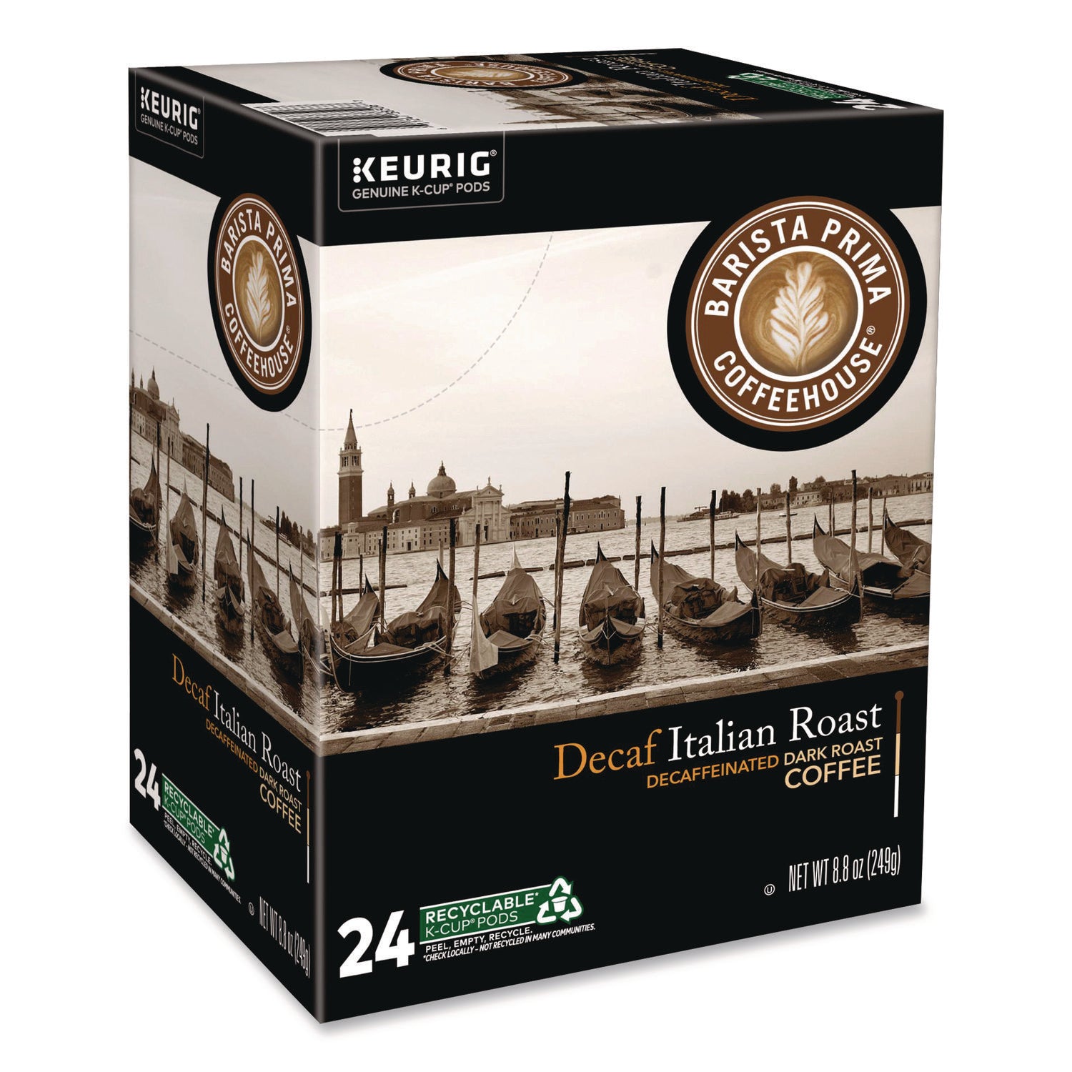 Barista Prima Coffeehouse® Decaf Italian Roast Coffee K-Cups, 24/Box, 4 Boxes/Carton