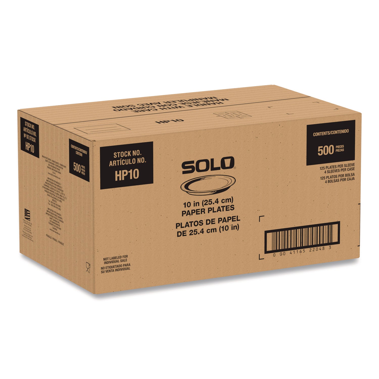 SOLO® Compostable Paper Dinnerware, ProPlanet Seal, Plate, 10" dia, White, 500/Carton