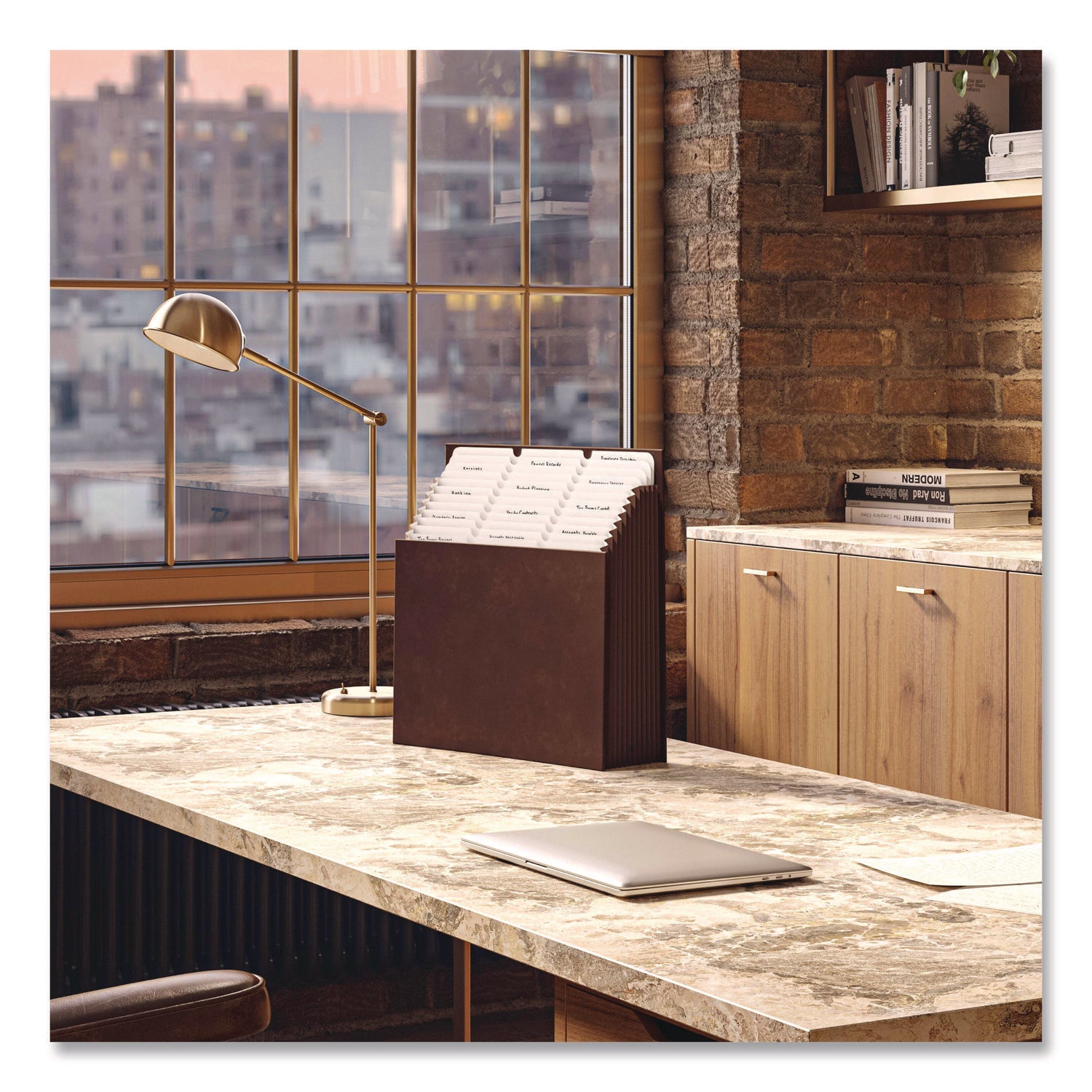 Smead Stadium File, 10.5" Expansion, 12 Sections, 1/3-Cut Tabs, Letter Size, Saddle