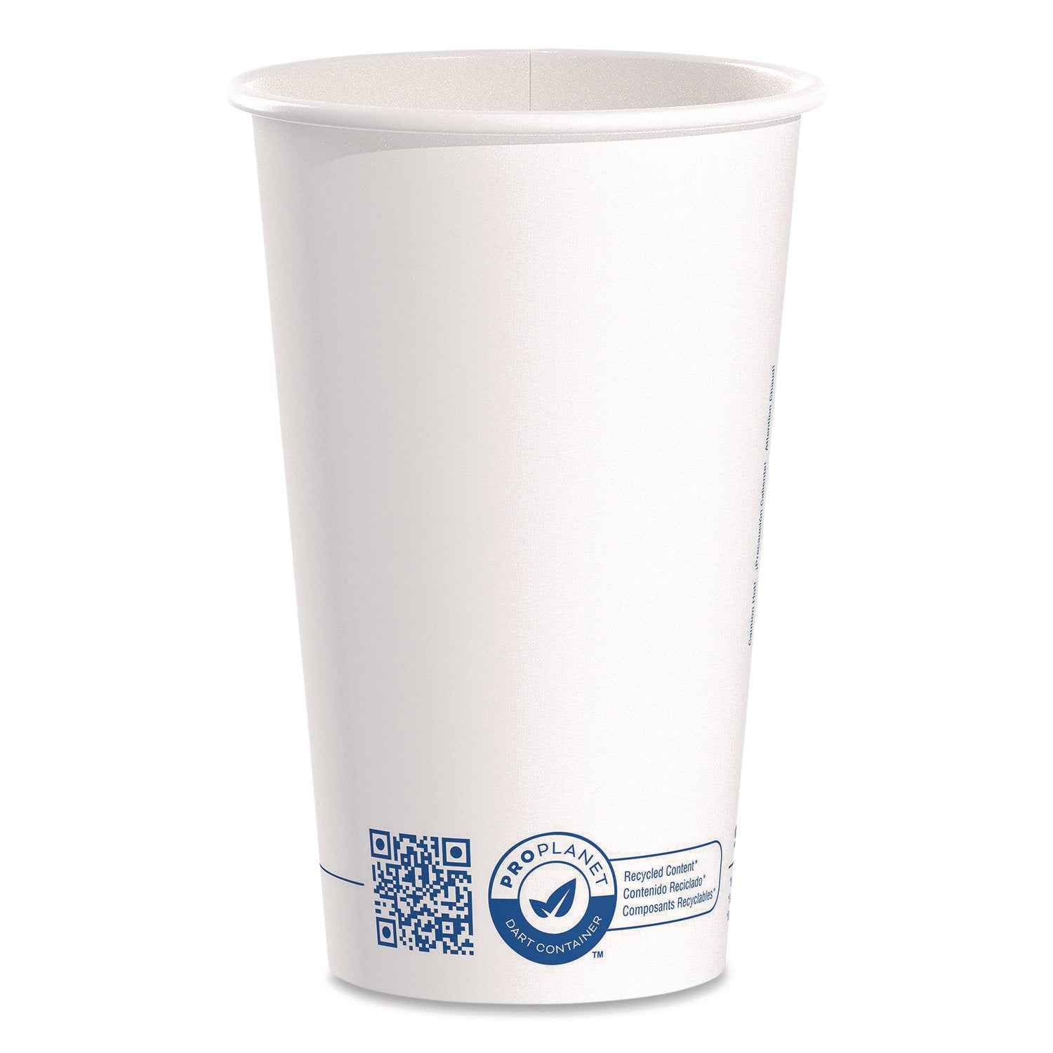 SOLO® Recycled Content PCF Paper Hot Cups, ProPlanet Seal, 16 oz, White/Blue, 1,000/Carton