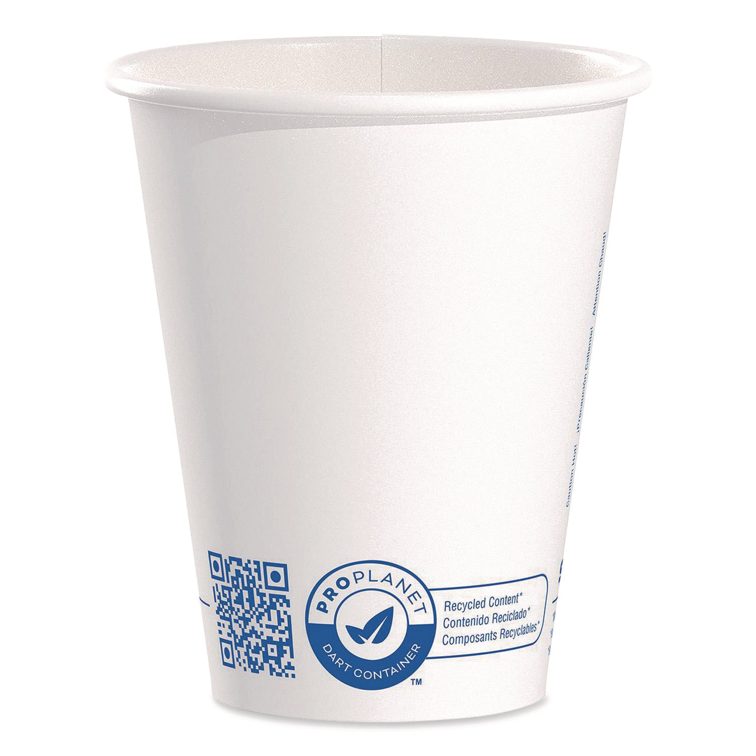 SOLO® Recycled Content PCF Paper Hot Cups, ProPlanet Seal, 8 oz, White/Blue, 1,000/Carton