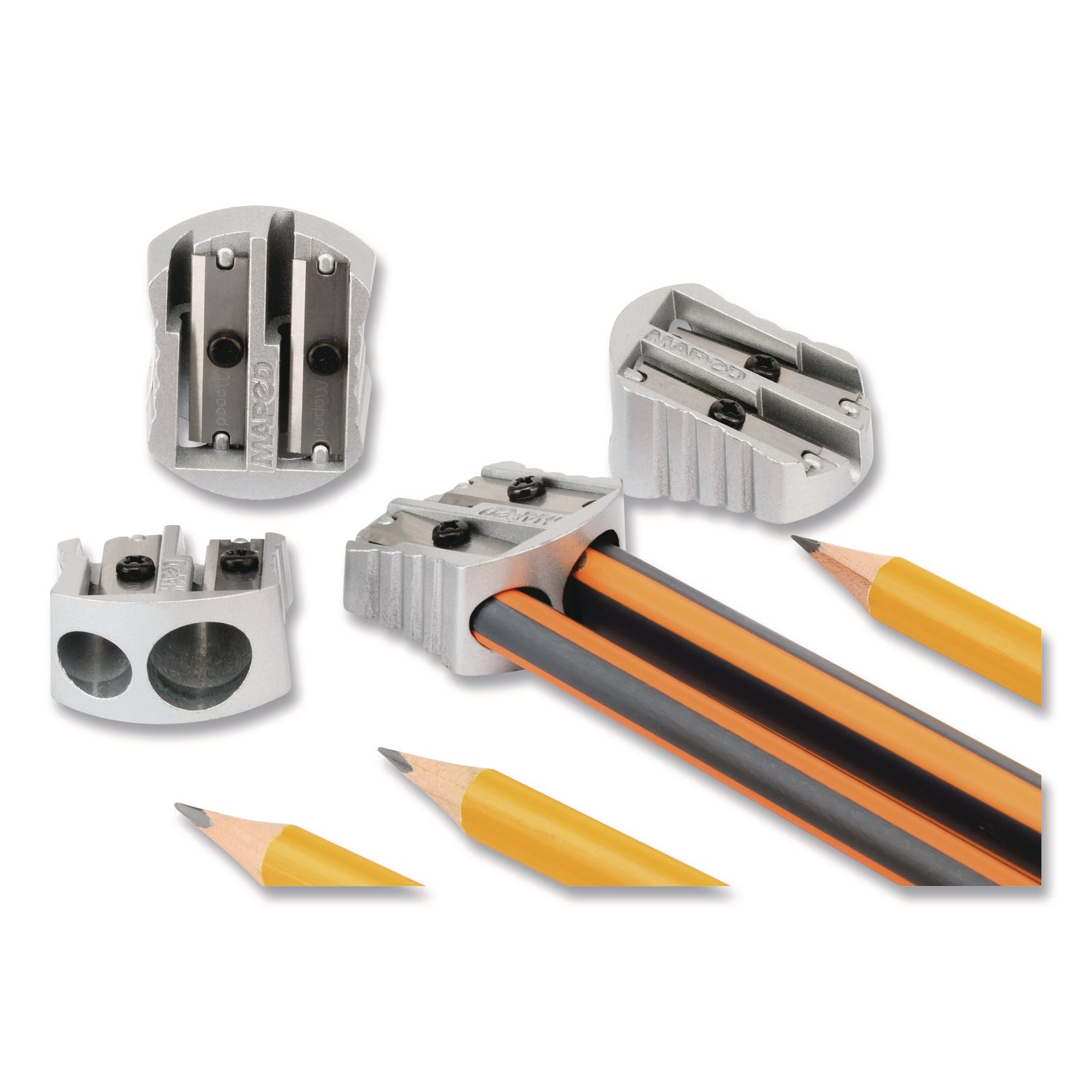 Maped Helix Classic 2-Hole Metal Pencil Sharpener, 2.56 x 0.67 x 4.92, Silver