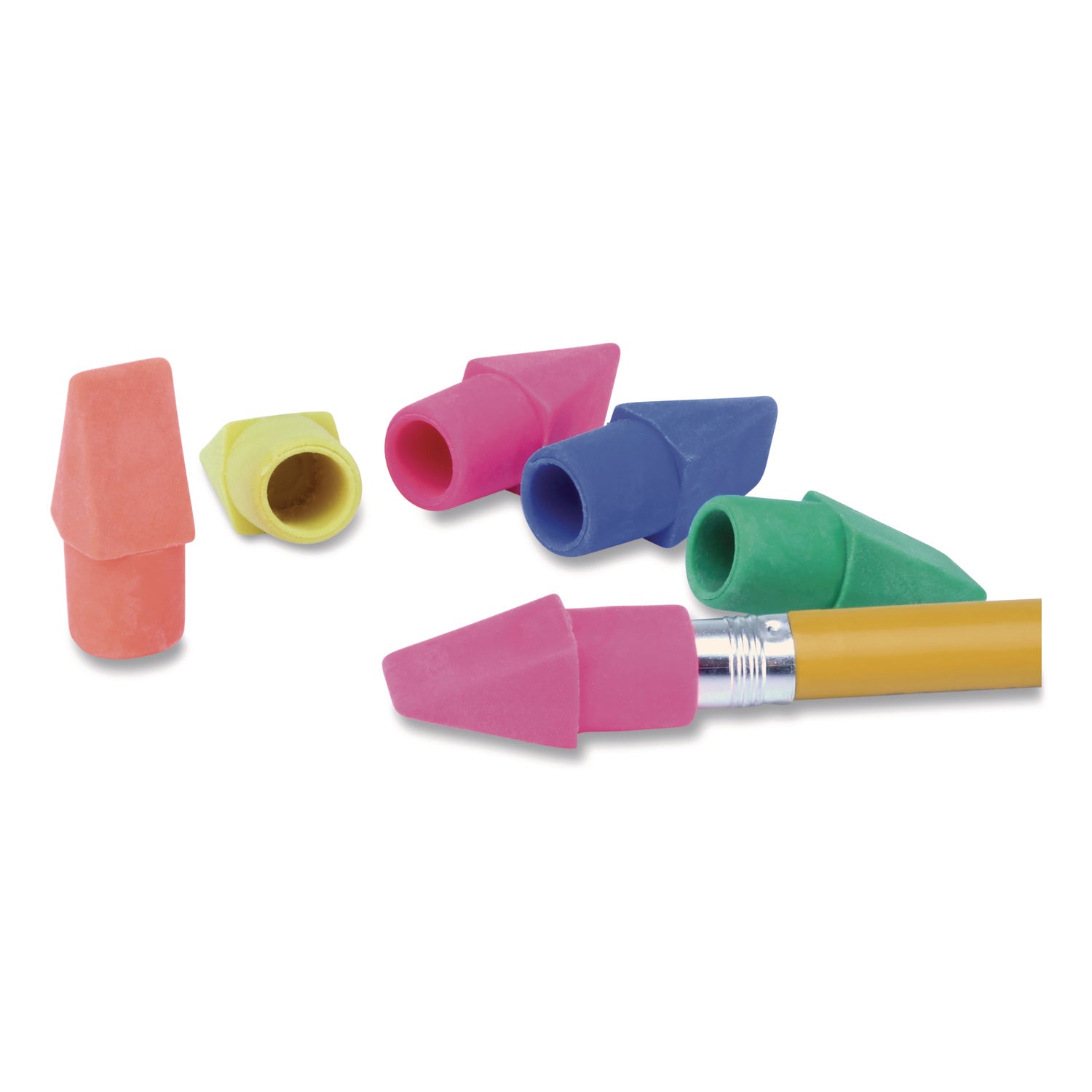 Maped Helix Classic Pencil Cap Erasers, For Pencil Marks, Assorted Colors, 15/Pack