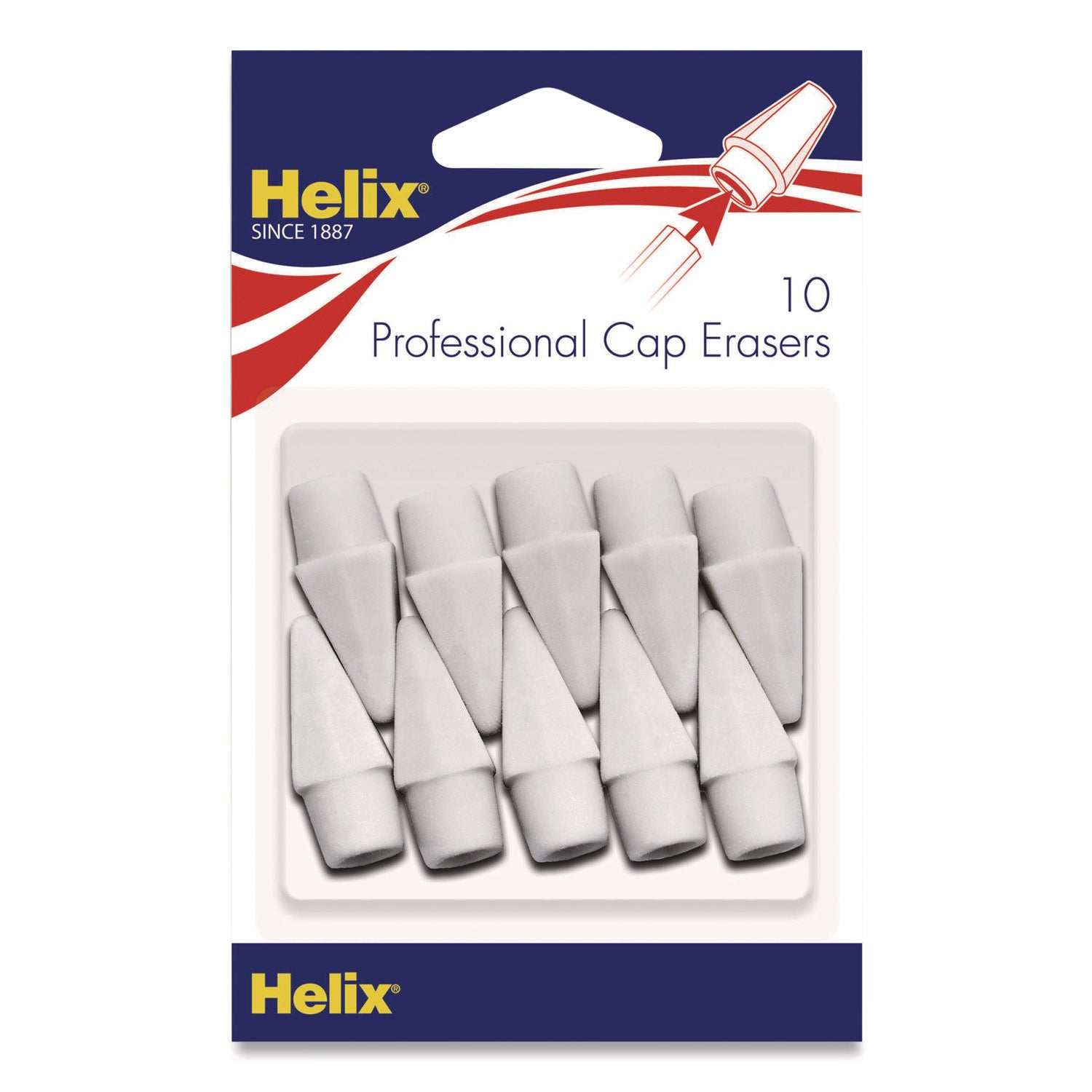 Maped Helix Professional Hi-Polymer Oversized Pencil Cap Erasers, For Pencil Marks, White, 10/Pack