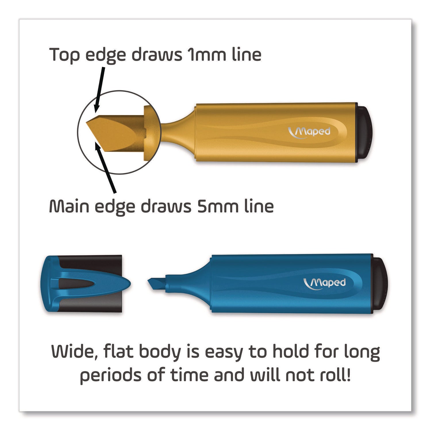 Maped Helix Fluo Peps Metallic Glitter Highlighter, Assorted Ink, Chisel Tip, Assorted Barrel, 4/Pack