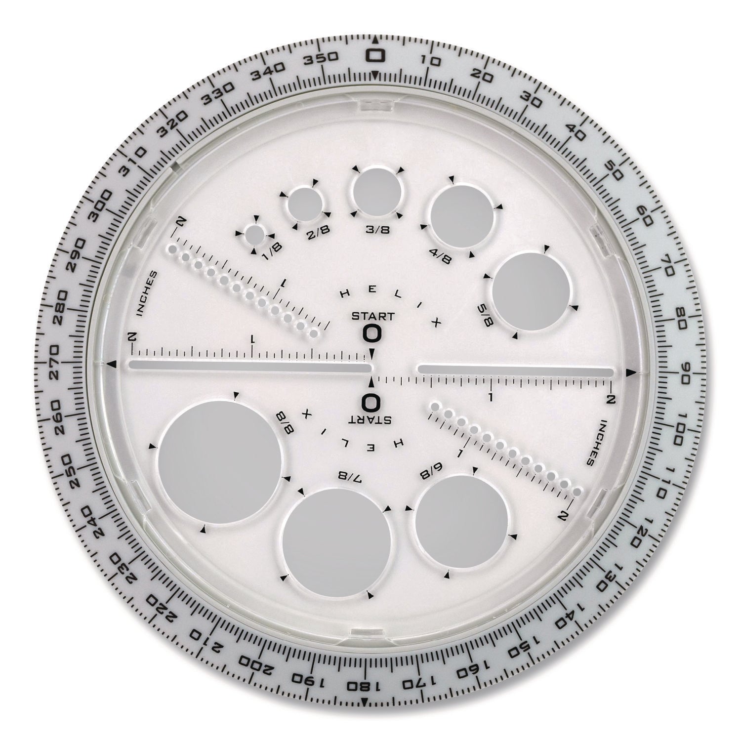Maped Helix 360° Angle and Circle Maker 2-in-1 Protractor and Compass Tool, 2" Ruler Edge, Plastic, Randomly Assorted Color