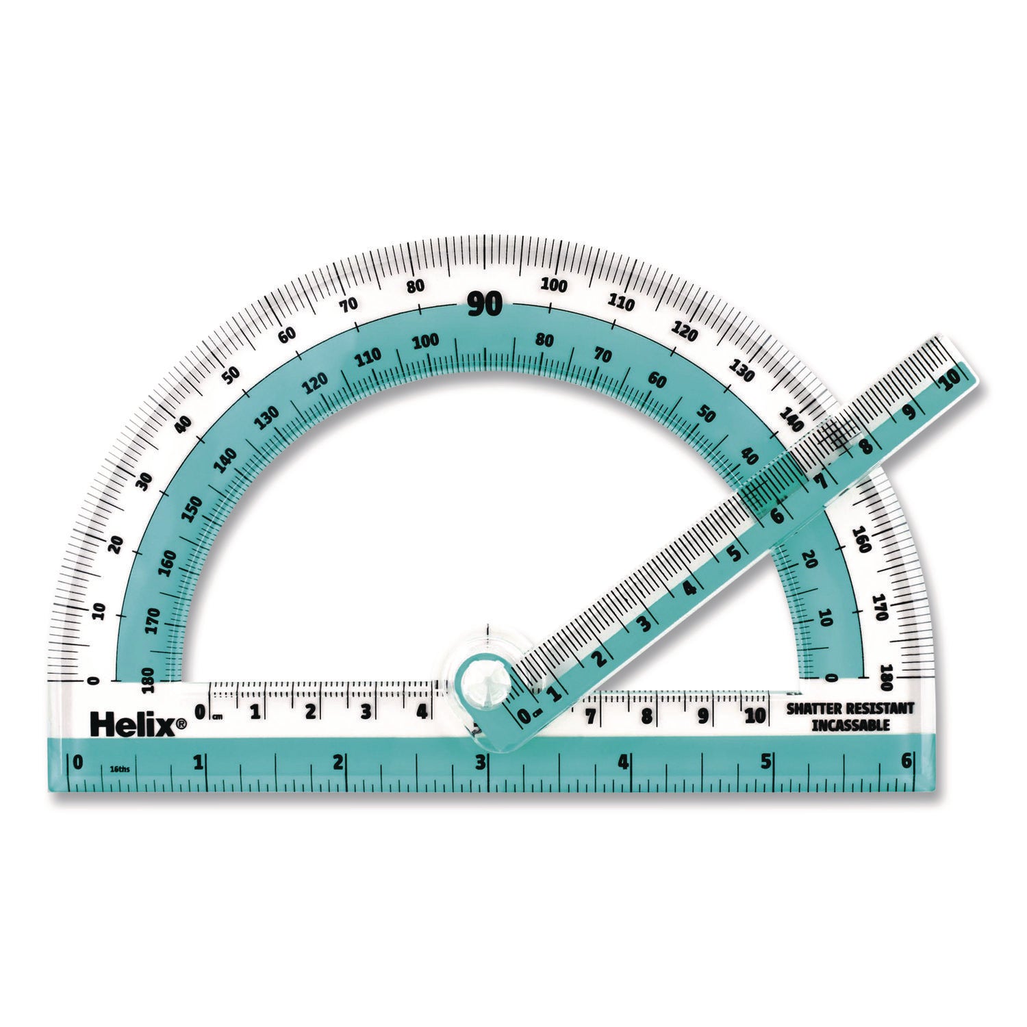 Maped Helix 180° Shatter Resistant Swing Arm Protractor, 6" Ruler Edge/10 cm Ruler Edge, Plastic, Randomly Assorted Color