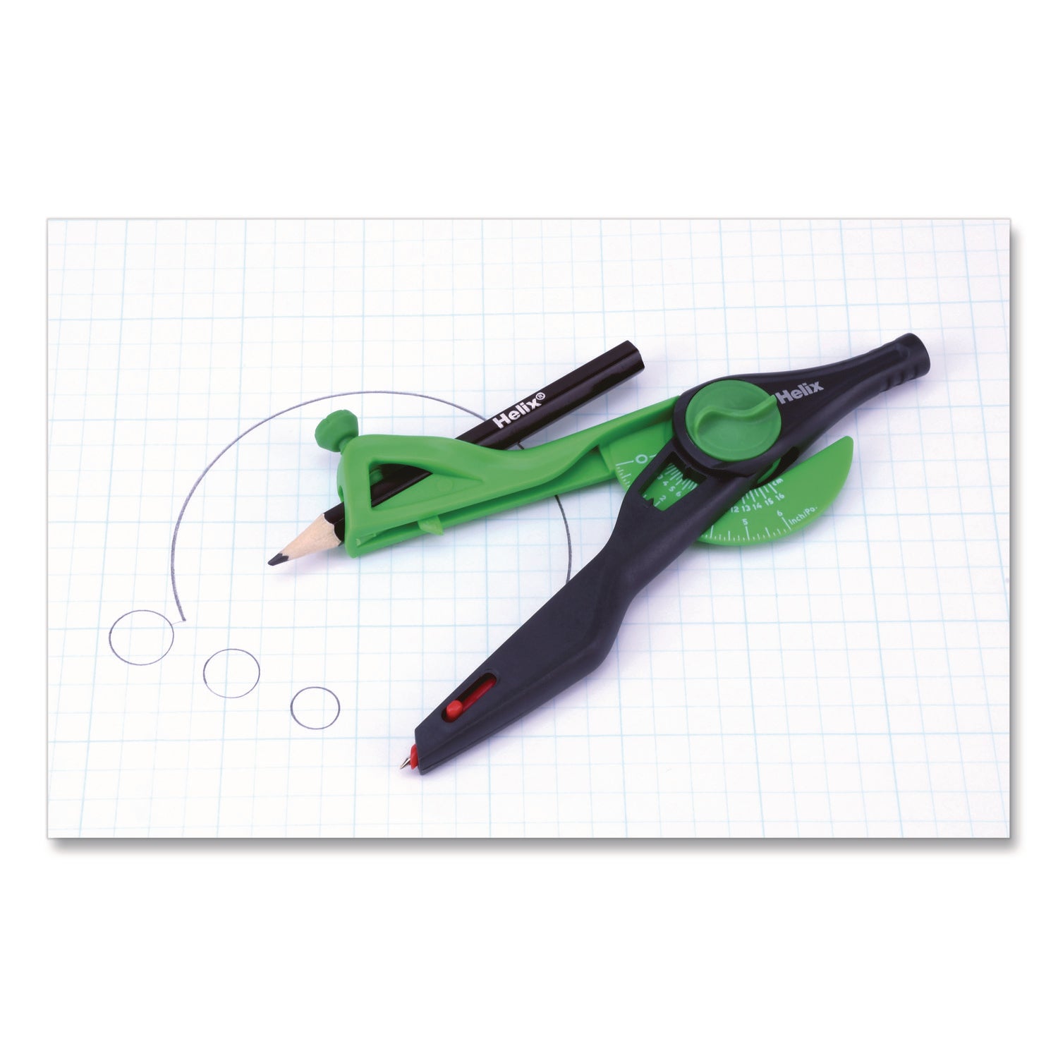 Maped Helix Universal Plastic Locking Compass, 12" Maximum Diameter, Randomly Assorted Colors