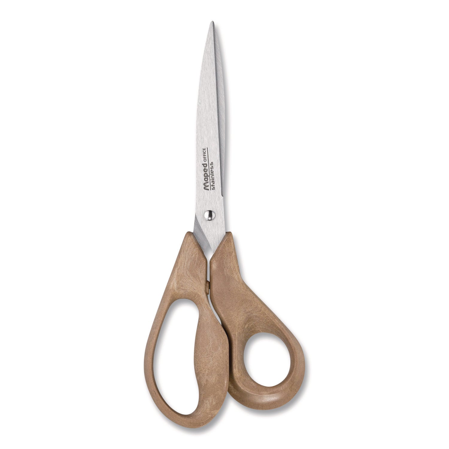 Maped Helix Advanced Wood Multipurpose Scissors, 8.25" Long, 4.75" Cut Length, Straight Brown Handle