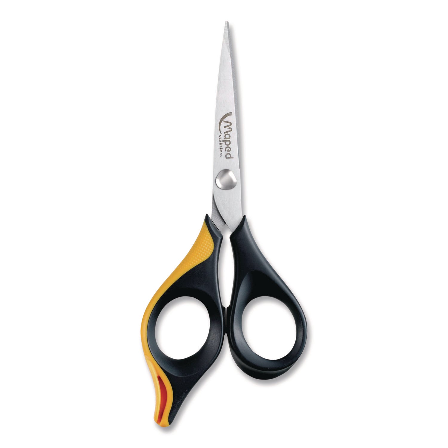 Maped Helix Ultimate Precision Soft Grip Multipurpose Scissors, 5.75" Long, 3" Cut Length, Straight Black/Orange Handle