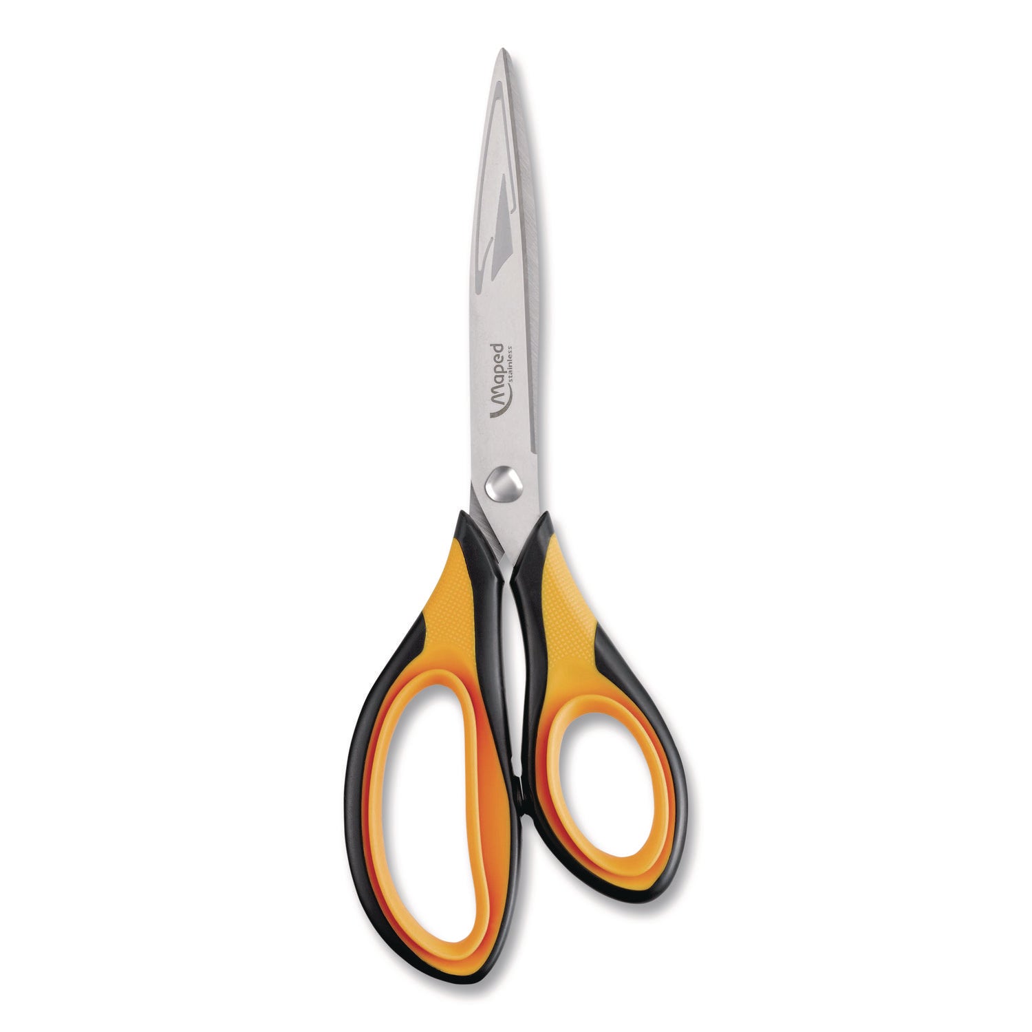 Maped Helix Ultimate Soft Grip Multipurpose Scissors, 8.25" Long, 4.5" Cut Length, Straight Orange/Black Handle
