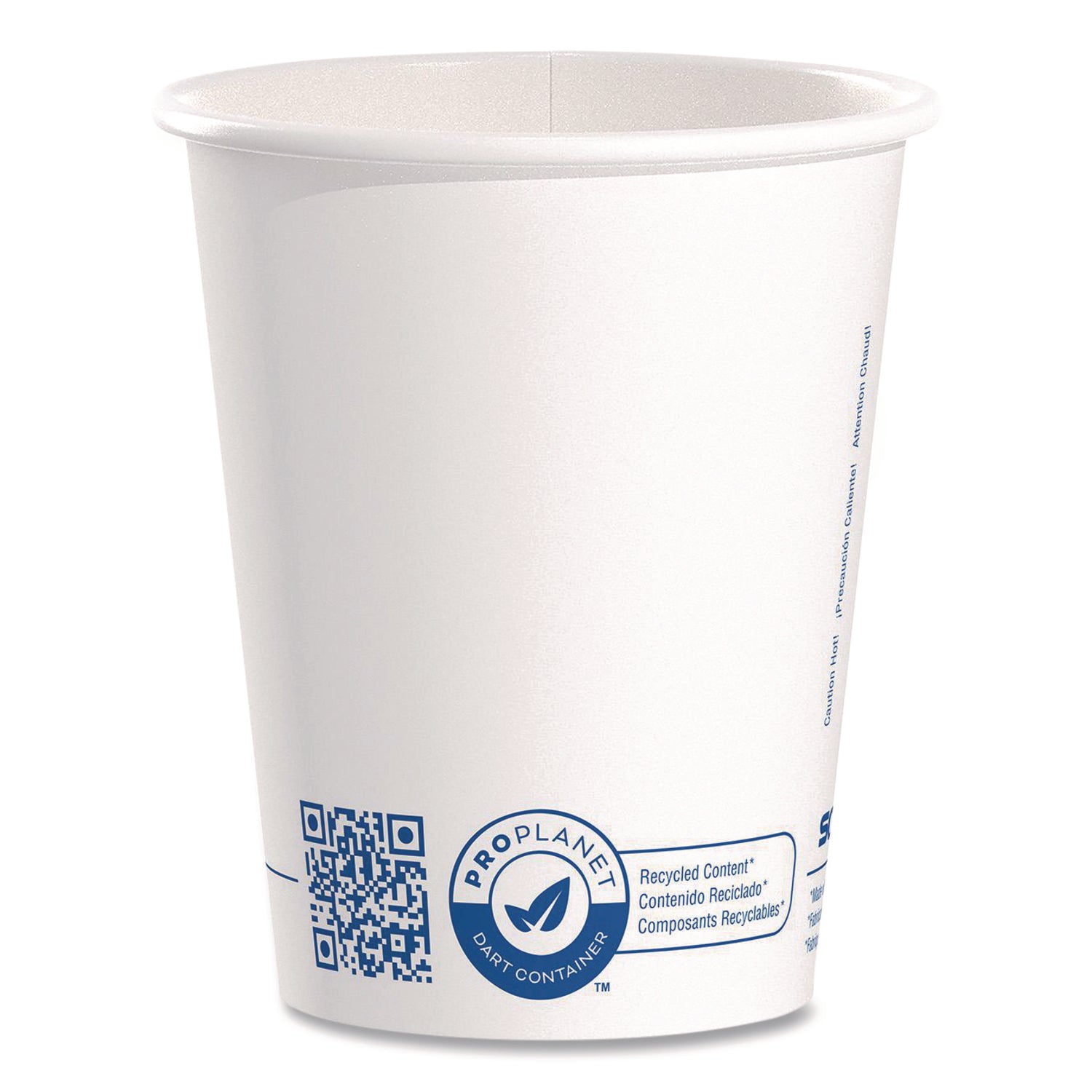 SOLO® Recycled Content PCF Paper Hot Cups, ProPlanet Seal, 10 oz, White, 50/Pack