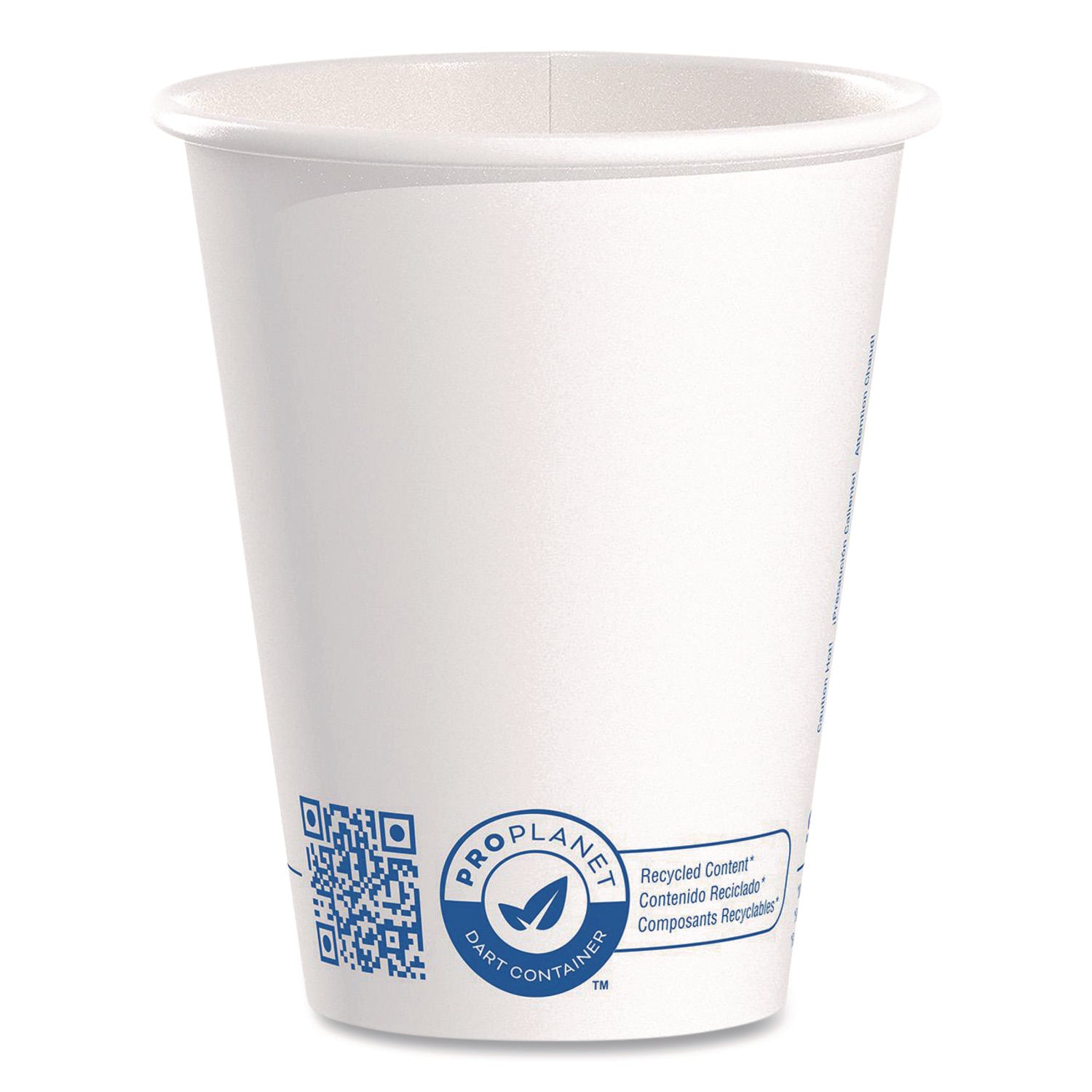 SOLO® Recycled Content PCF Paper Hot Cups, ProPlanet Seal, 8 oz, White, 50/Pack