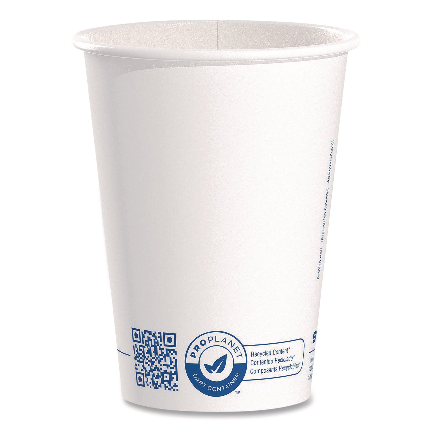 SOLO® Recycled Content PCF Paper Hot Cups, ProPlanet Seal, 12 oz, White, 50/Pack