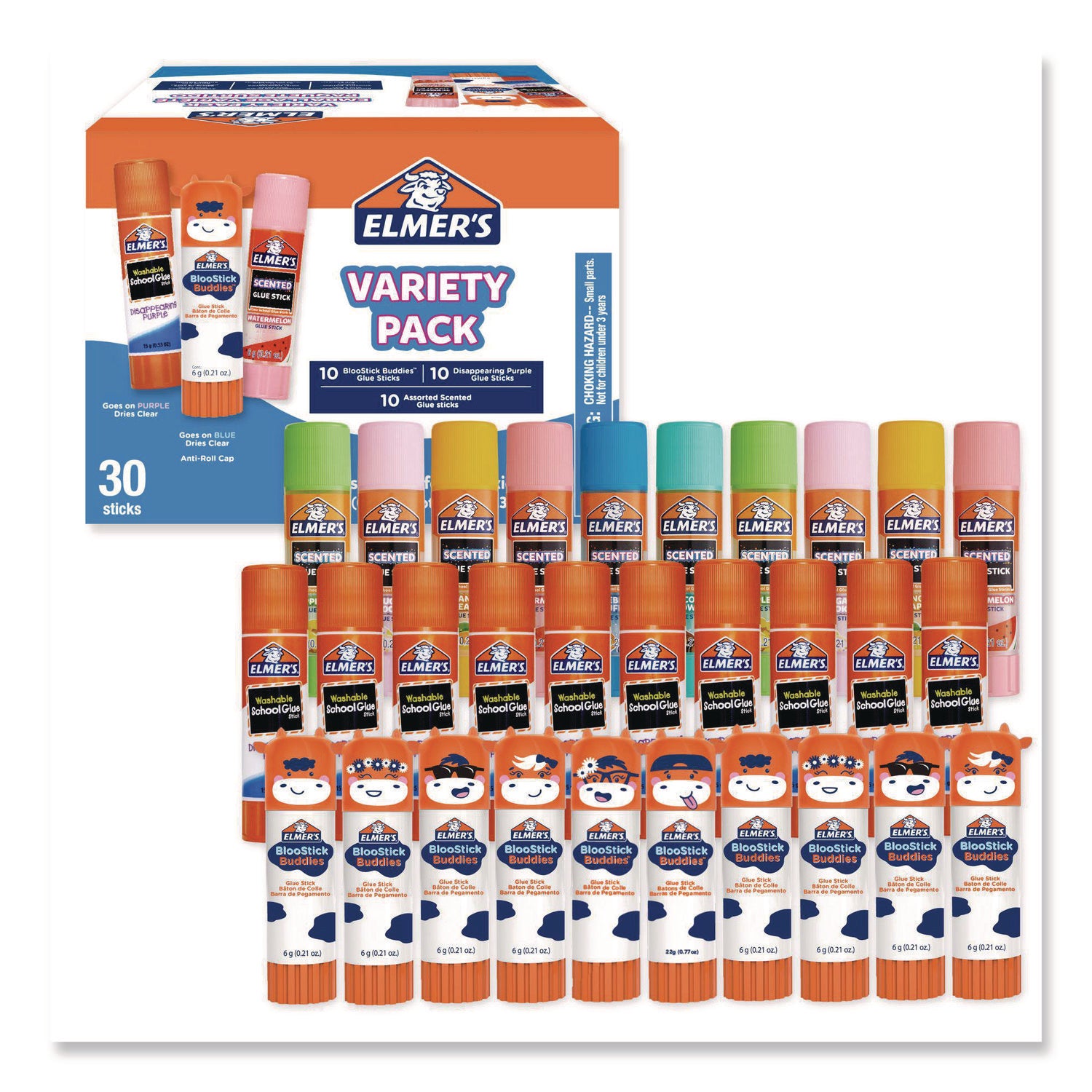 Elmer's® Glue Stick Variety Pack, 0.21 oz, Dries Clear, 30/Pack