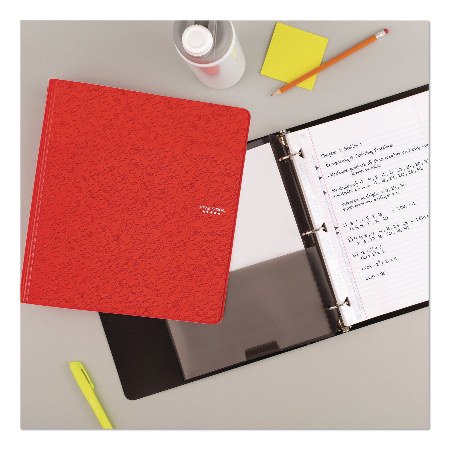 Five Star® 1" Plastic Binder, 3 Rings, 1" Capacity, 11 x 8.5, Randomly Assorted Color