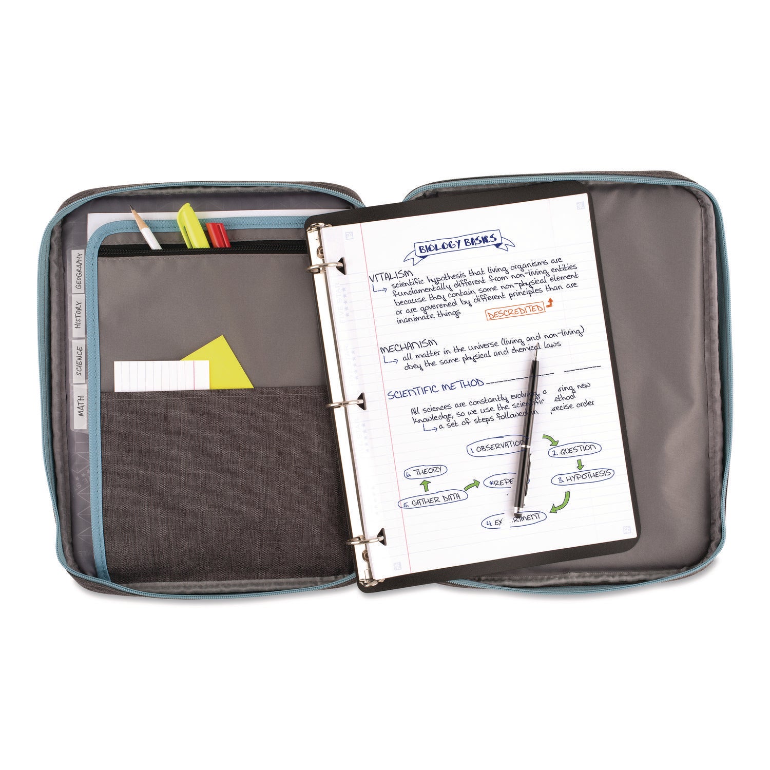 Five Star® 1" Carry All Zip Binder, 3 Rings, 1" Capacity, 11 x 8.5, Randomly Assorted Color