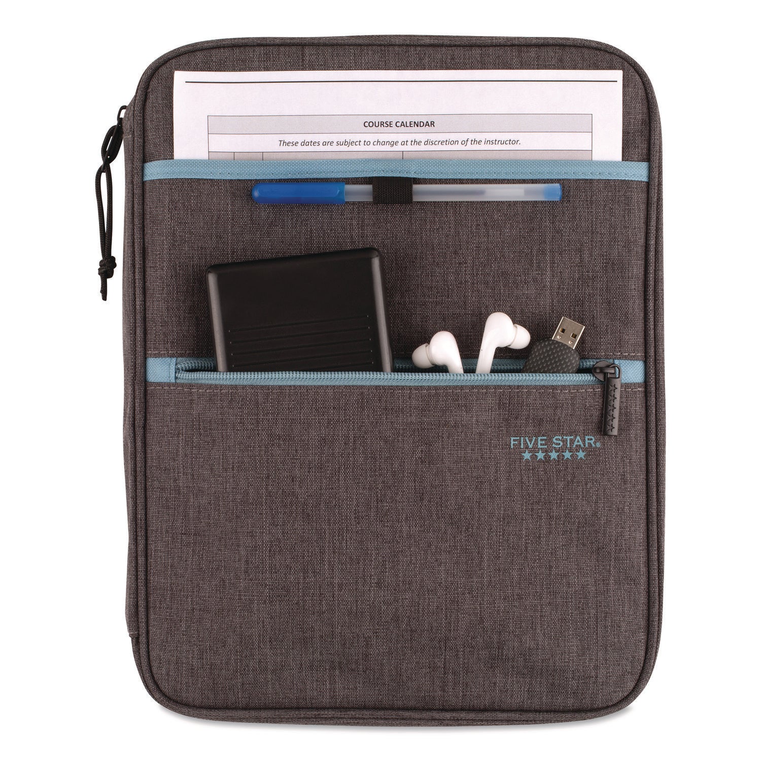 Five Star® 1" Carry All Zip Binder, 3 Rings, 1" Capacity, 11 x 8.5, Randomly Assorted Color