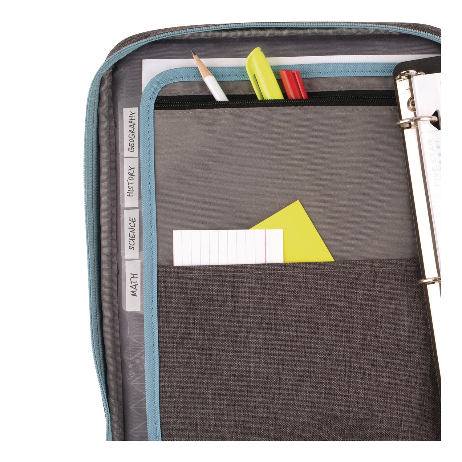 Five Star® 1" Carry All Zip Binder, 3 Rings, 1" Capacity, 11 x 8.5, Randomly Assorted Color
