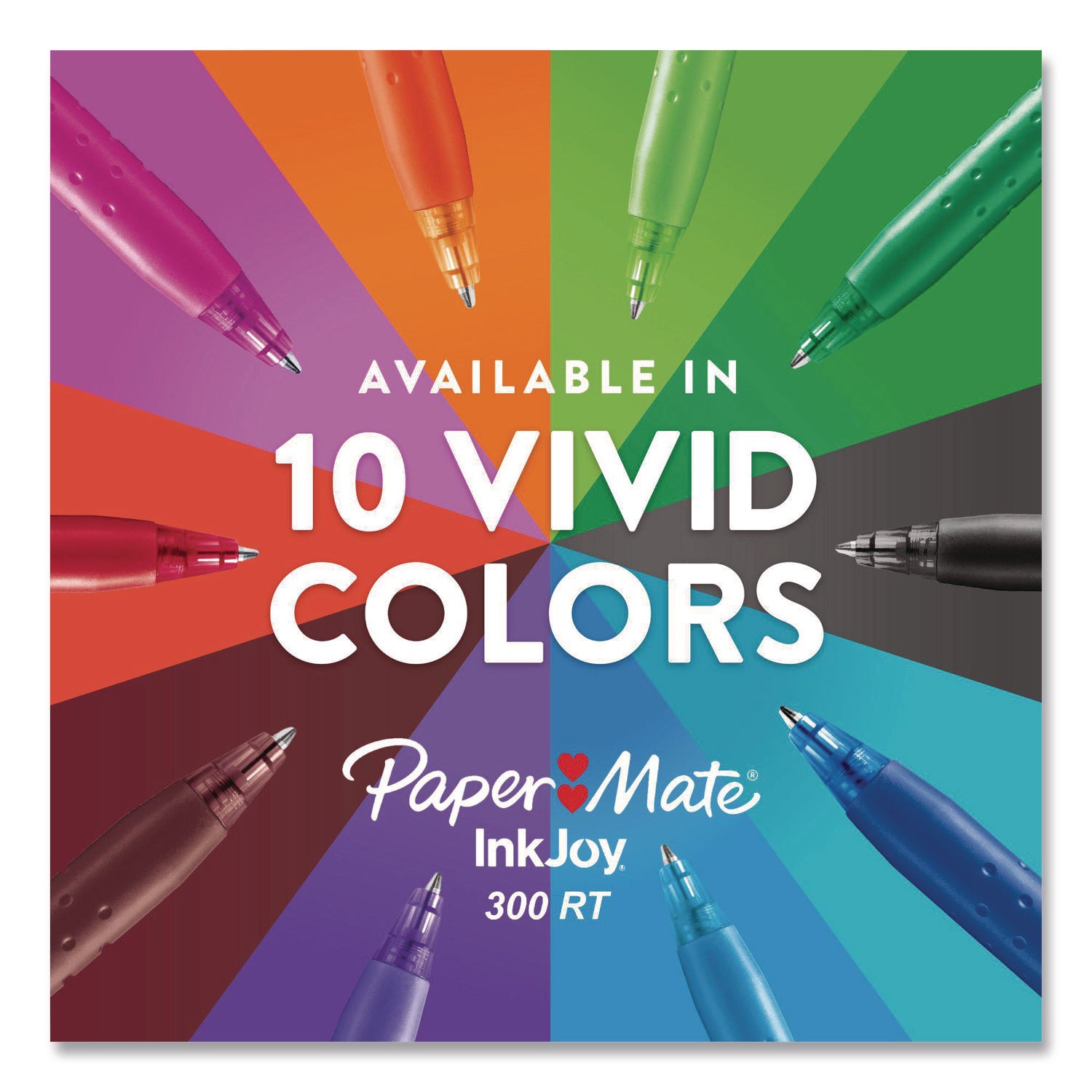 Paper Mate® InkJoy 300 RT Ballpoint Pen, Retractable, Medium 1 mm, Assorted Ink and Barrel Colors, 24/Set
