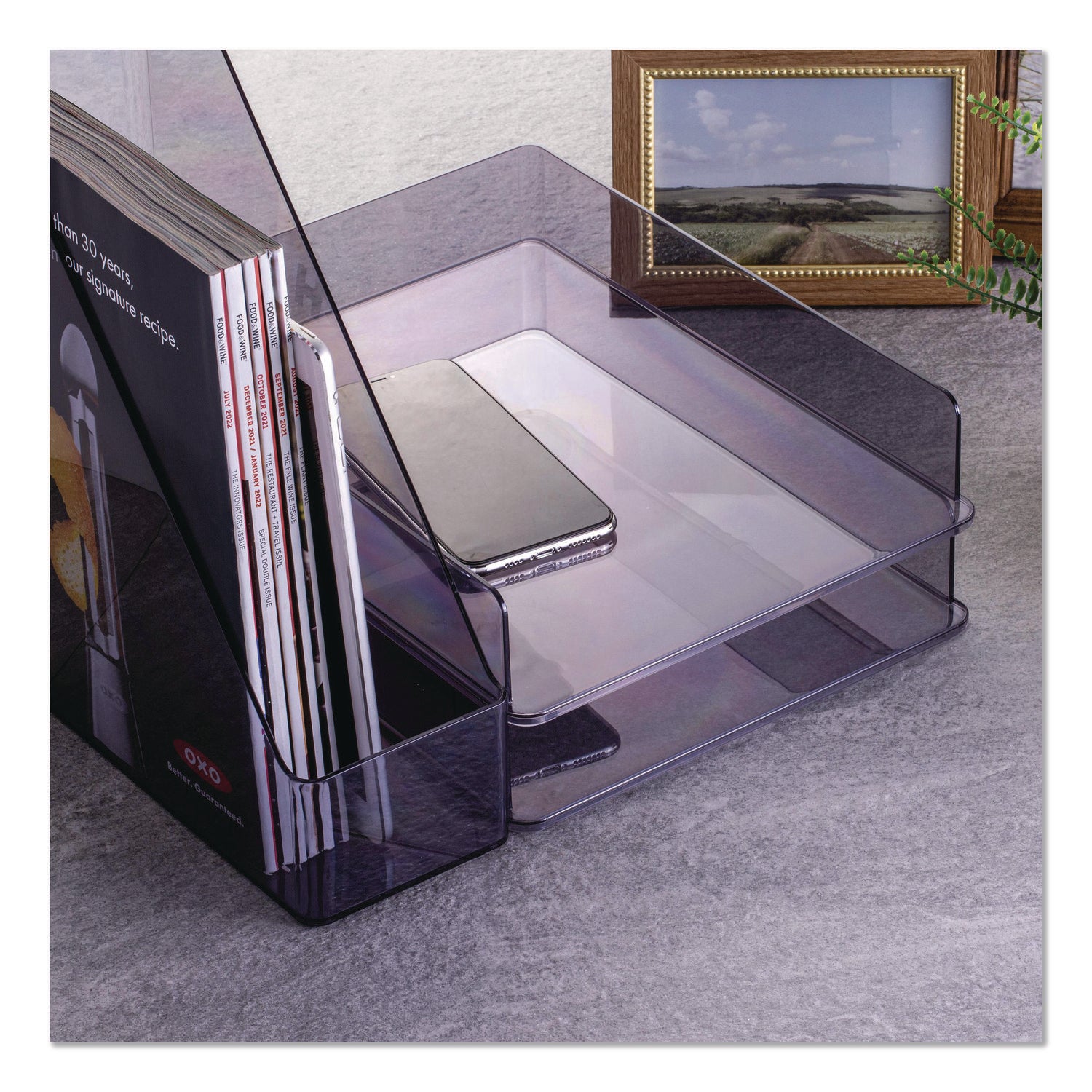 Officemate Desktop Document Organization Set, Letter-Sized Horizontal Tray, Magazine File