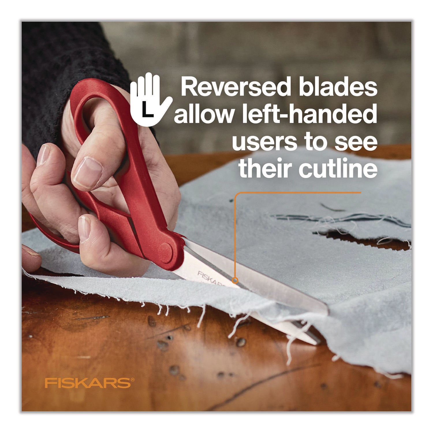 Fiskars® Premier Left Handed Scissors, 9.75" Long, 8" Cut Length, Offset Red Handle