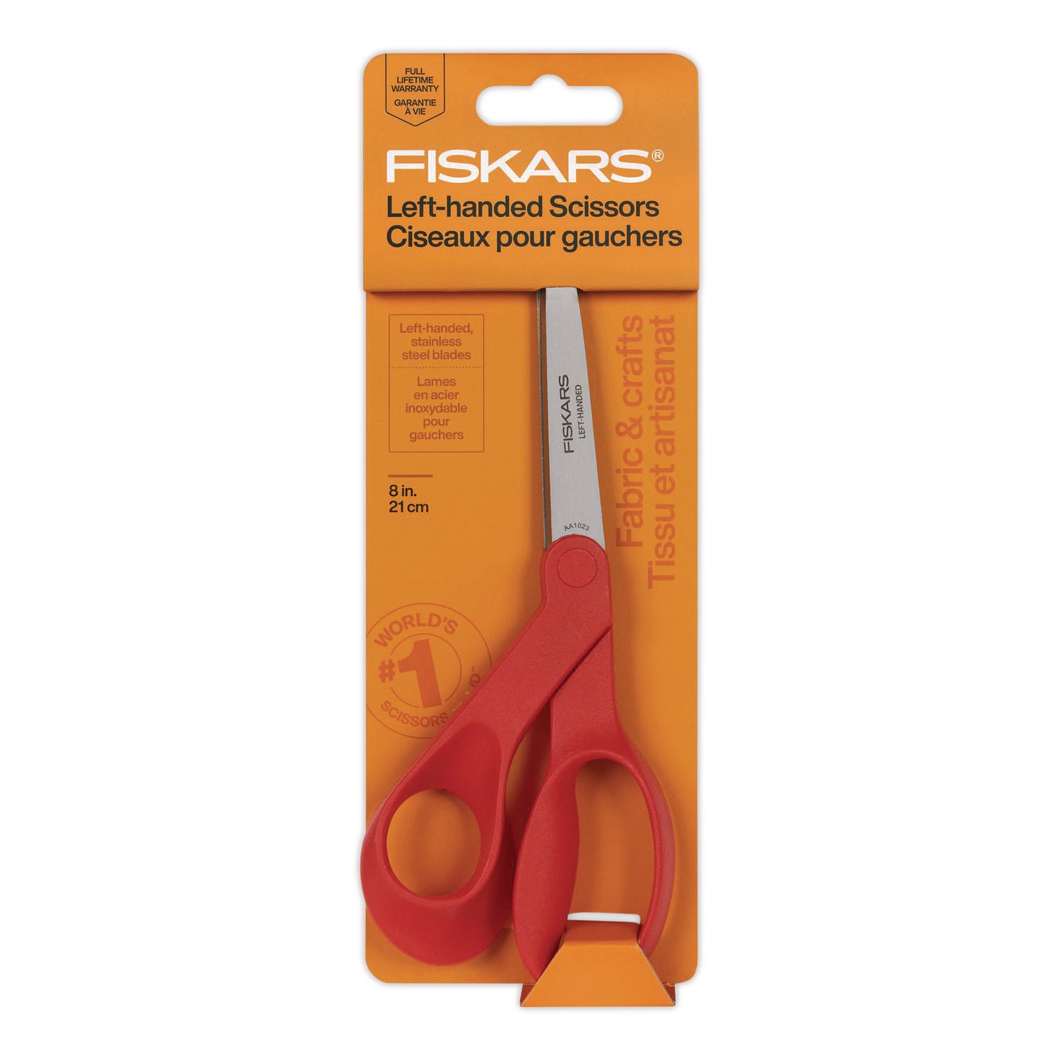Fiskars® Premier Left Handed Scissors, 9.75" Long, 8" Cut Length, Offset Red Handle