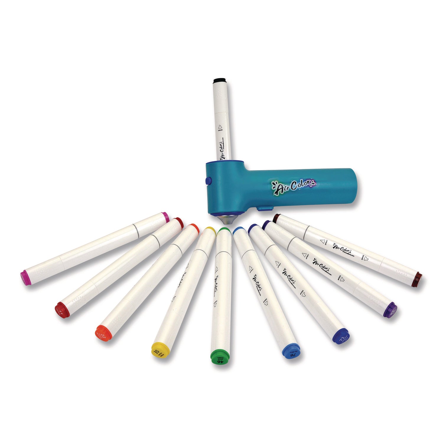 TPG Creations™ AirColor Airbrush Kit, (10) Markers/(2) Stencils/(1) Airbrush/(1) Charging Cable, 4 Kits/Carton