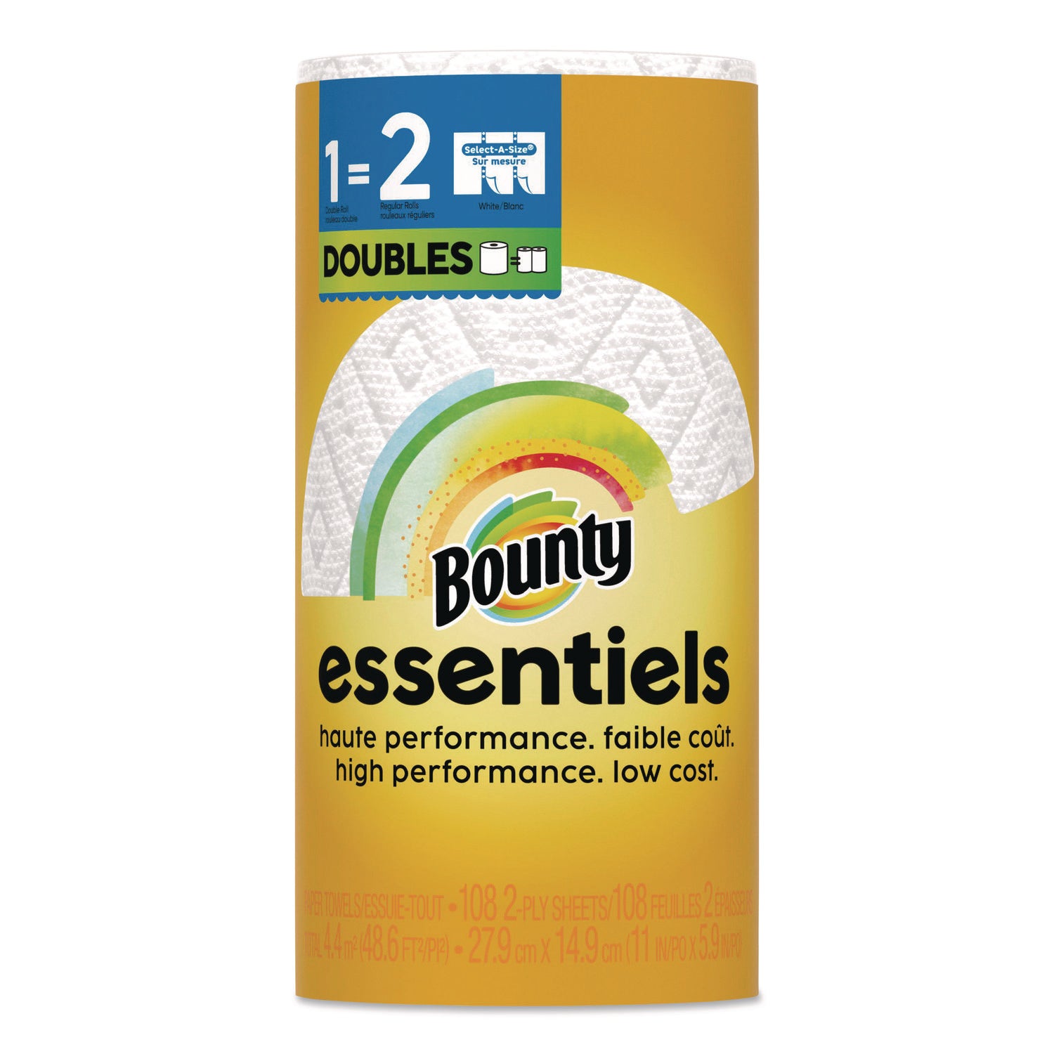 Bounty® Essentials Select-A-Size Kitchen Roll Paper Towels, 2-Ply, 108 Sheets/Roll, 24 Rolls/Carton