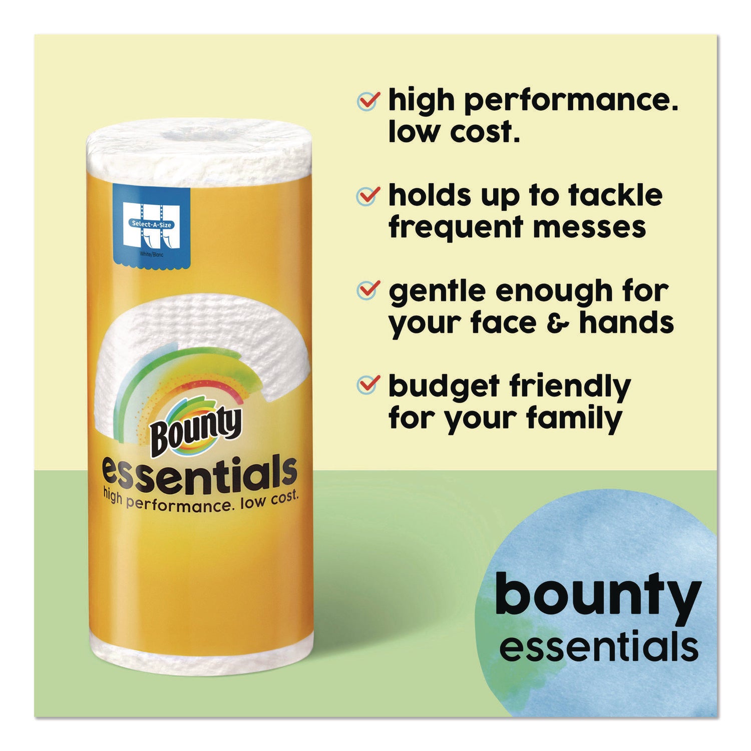 Bounty® Essentials Select-A-Size Kitchen Roll Paper Towels, 2-Ply, 108 Sheets/Roll, 24 Rolls/Carton
