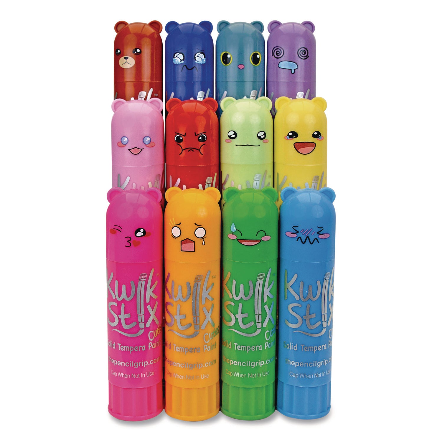 TPG Creations™ Kwik Stick Tempera Paint, 4" x 1", Assorted Colors, 12/Pack, 12 Packs/Carton