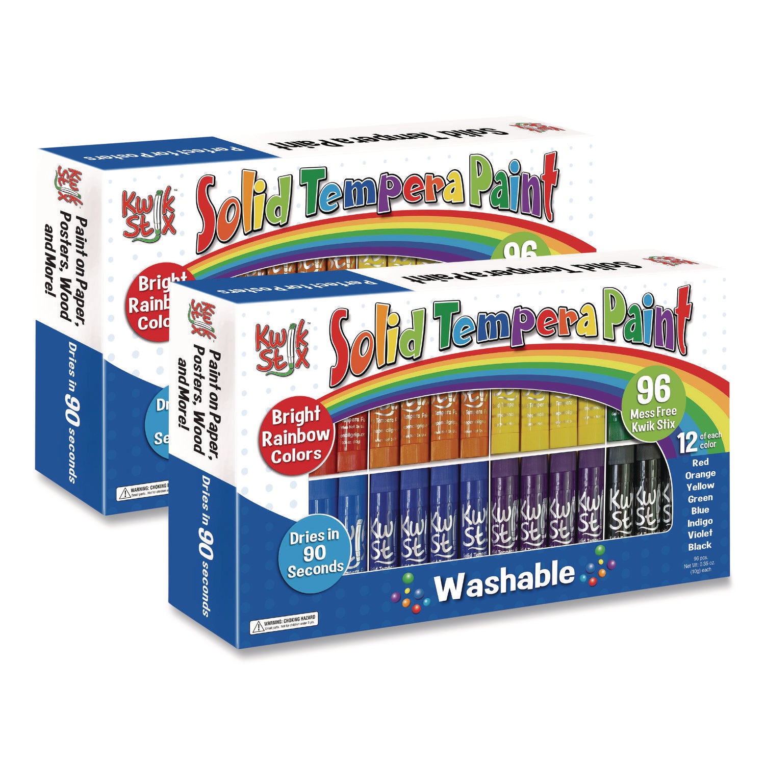 TPG Creations™ Kwik Stix Tempera Paint Set, 8 Assorted Colors, 96 Paint Sticks/Pack, 2 Packs/Carton
