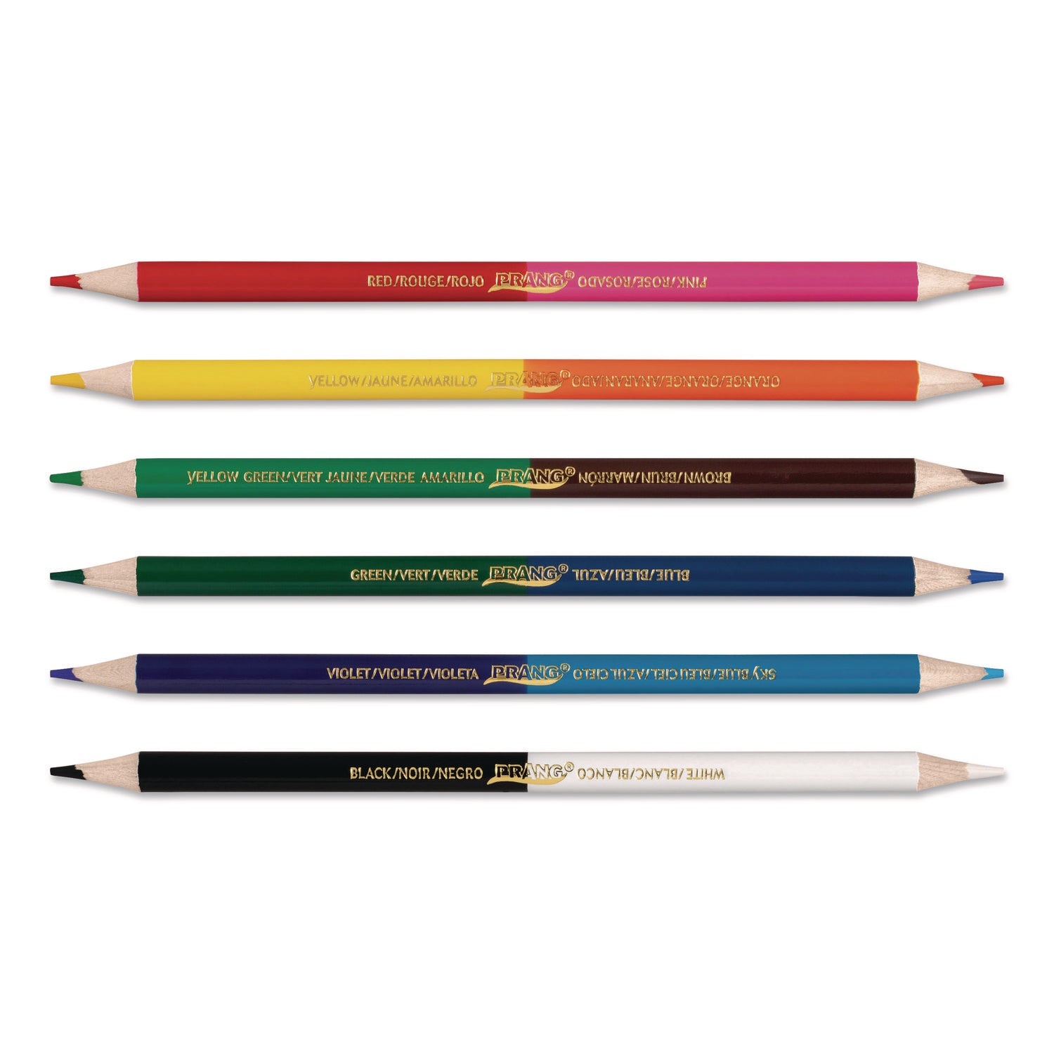 Prang® Duo-Color Colored Pencil Sets, 3 mm, 2B (#2), Assorted Lead, Assorted Barrel, 6/Pack