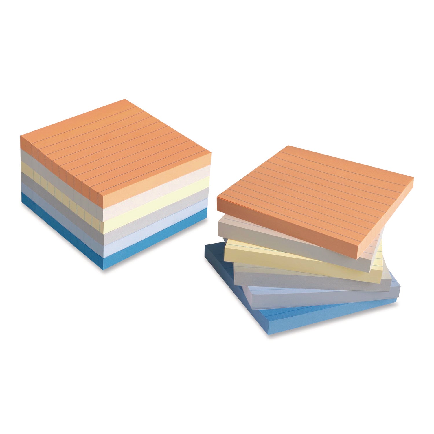 Universal® Ultra Sticky Note Pads, Note Ruled, 4" x 4", Assorted Colors, 100 Sheets/Pad, 6 Pads/Pack