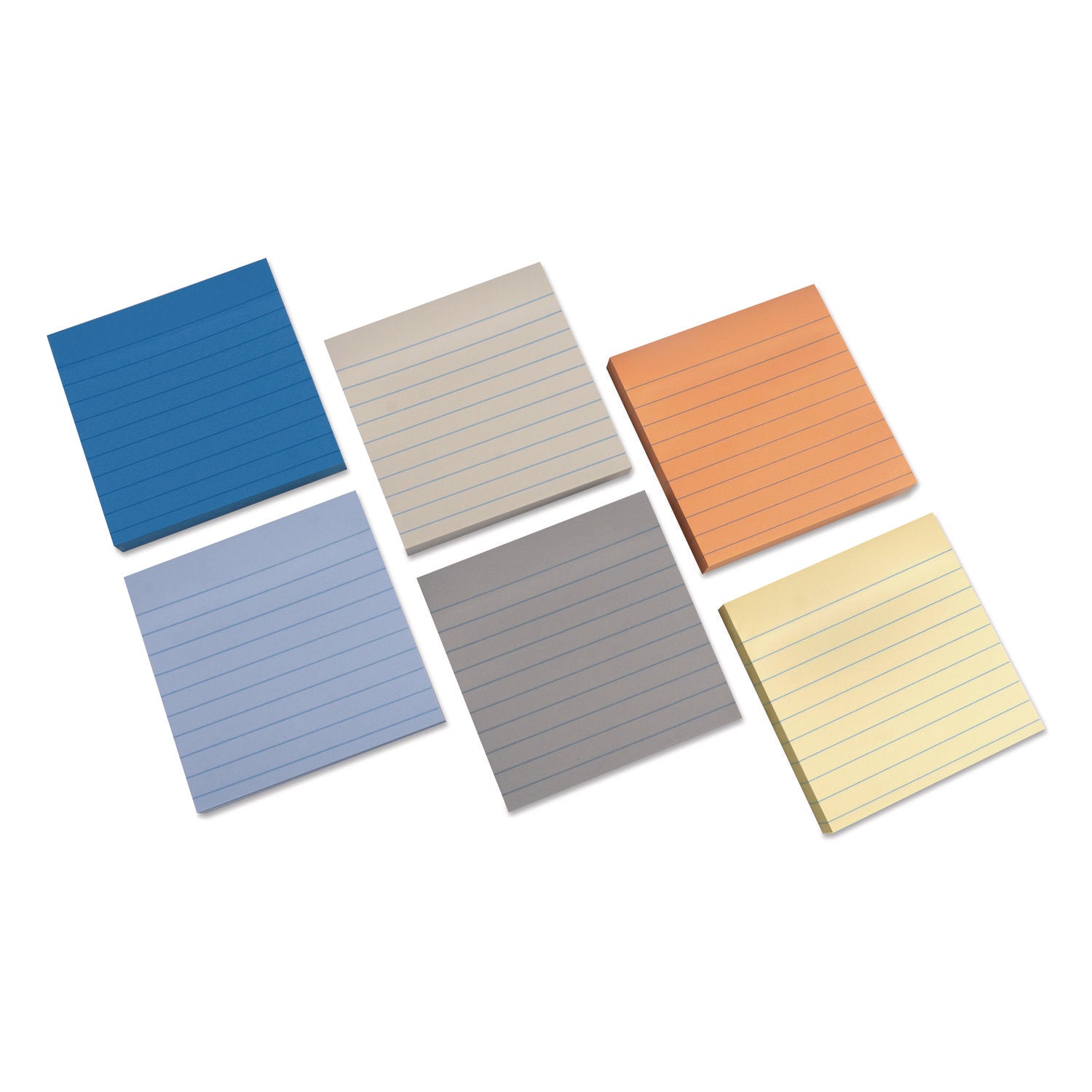 Universal® Ultra Sticky Note Pads, Note Ruled, 4" x 4", Assorted Colors, 100 Sheets/Pad, 6 Pads/Pack