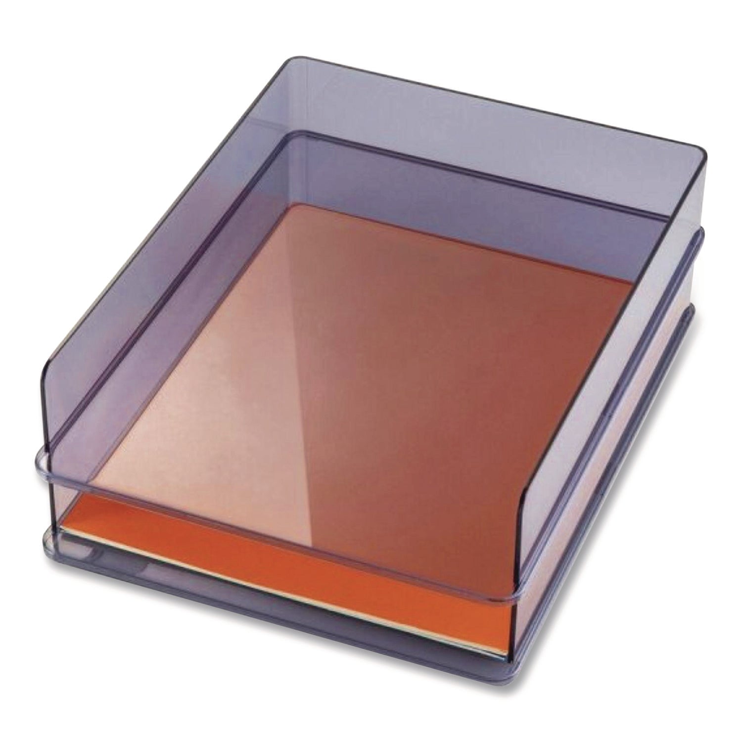 Officemate Letter Tray, 1 Section, Letter Size Files, 10.16" x 12.8" x 2.76", Gray, 2/Pack