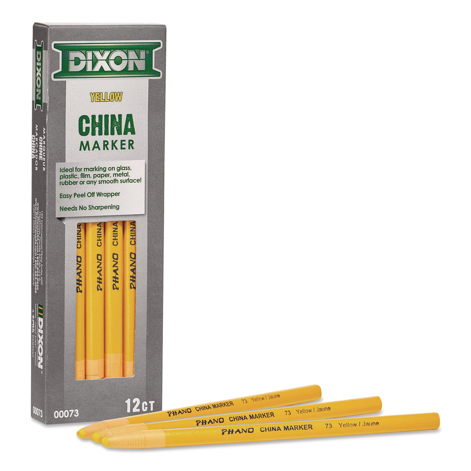 Dixon® China Marker, Yellow, 12/Pack