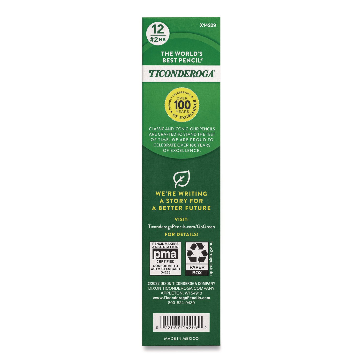 Ticonderoga® Erasable Colored Pencils, 2.6 mm, 2B (#2), Blue Lead, Blue Barrel, 12/Pack