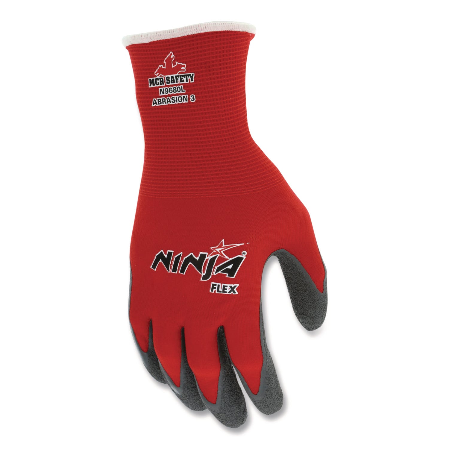 MCR™ Safety Ninja Flex Latex Coated Palm Gloves N9680, Medium, Red/Gray, Dozen