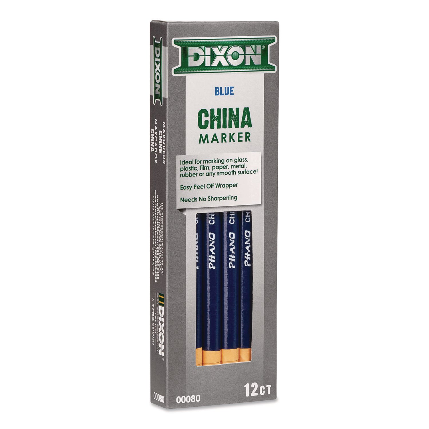 Dixon® China Marker, Blue, 12/Pack