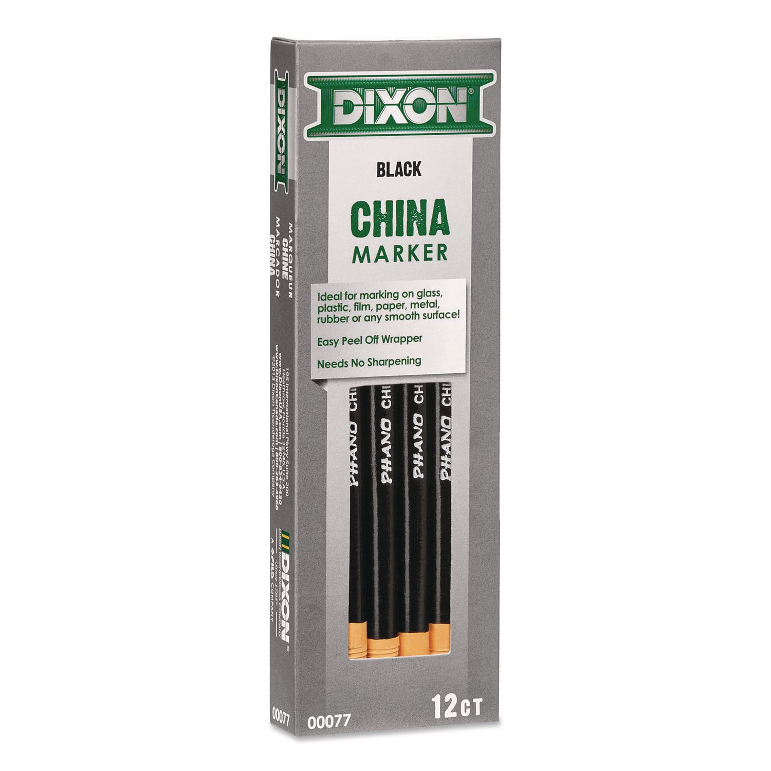 Dixon® China Marker, Black, 12/Pack