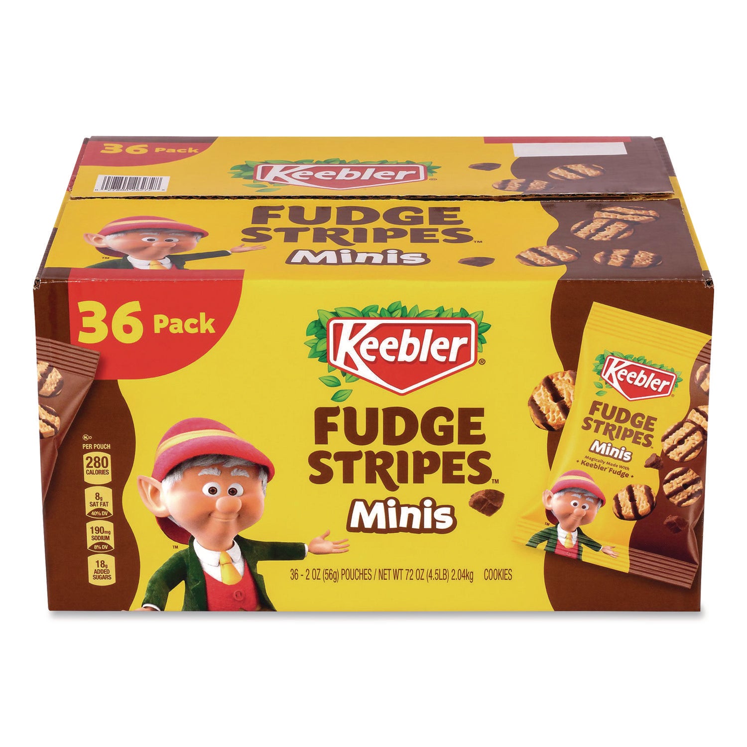 Keebler® Mini Cookies, Fudge Stripes, 2 oz Pouch, 36/Box