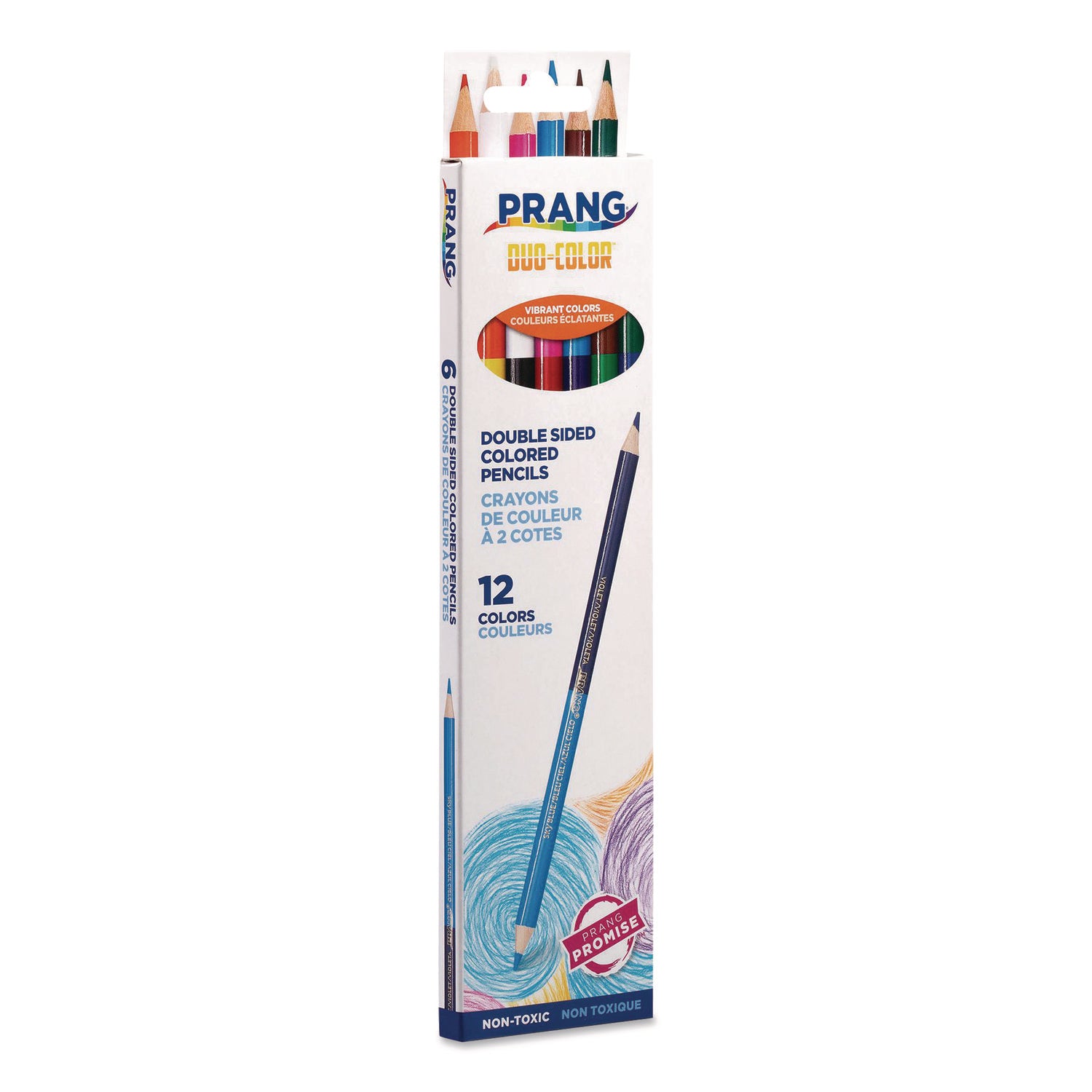 Prang® Duo-Color Colored Pencil Sets, 3 mm, 2B (#2), Assorted Lead, Assorted Barrel, 6/Pack