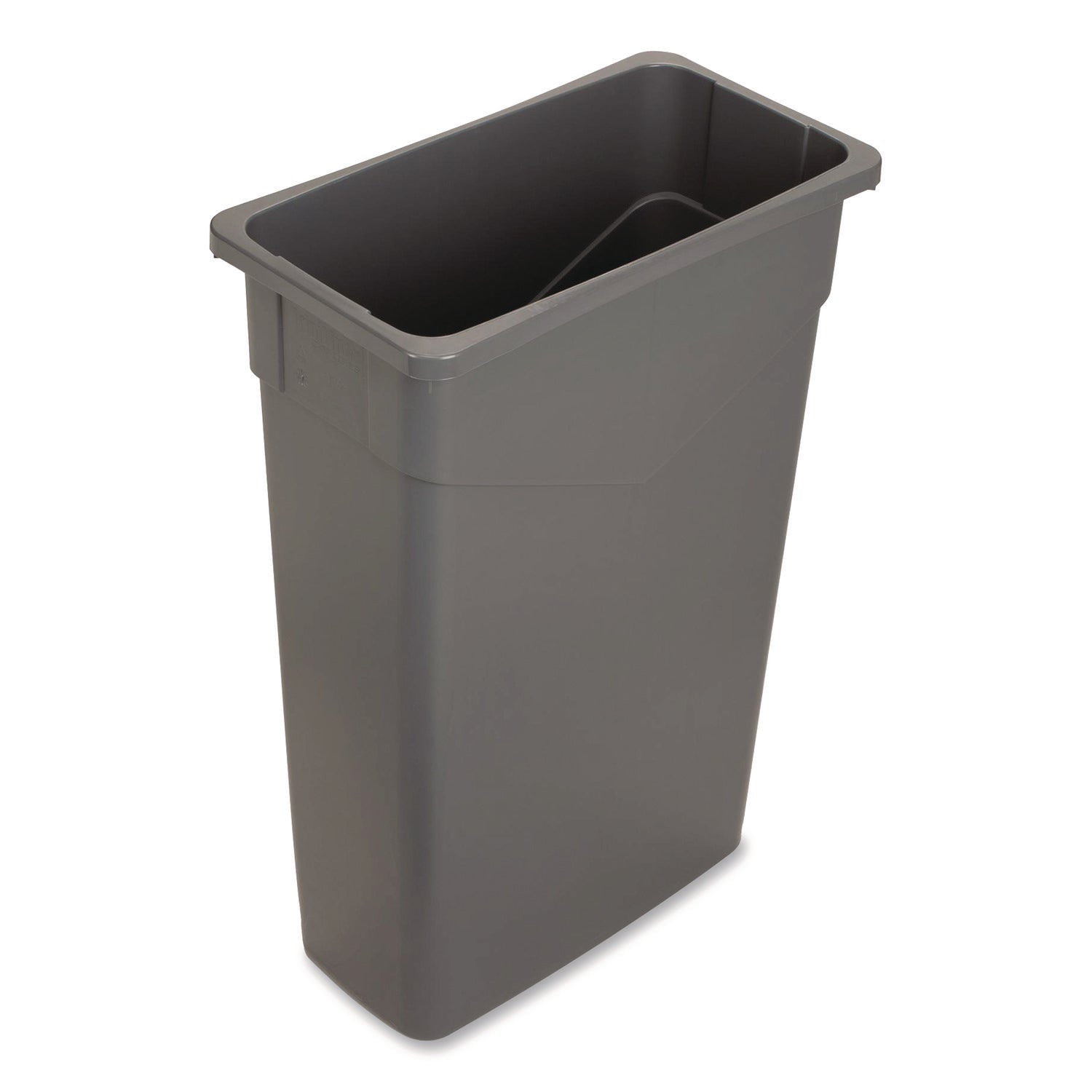 Carlisle TrimLine Rectangle Waste Container, 23 gal, Plastic, Gray, 4/Carton