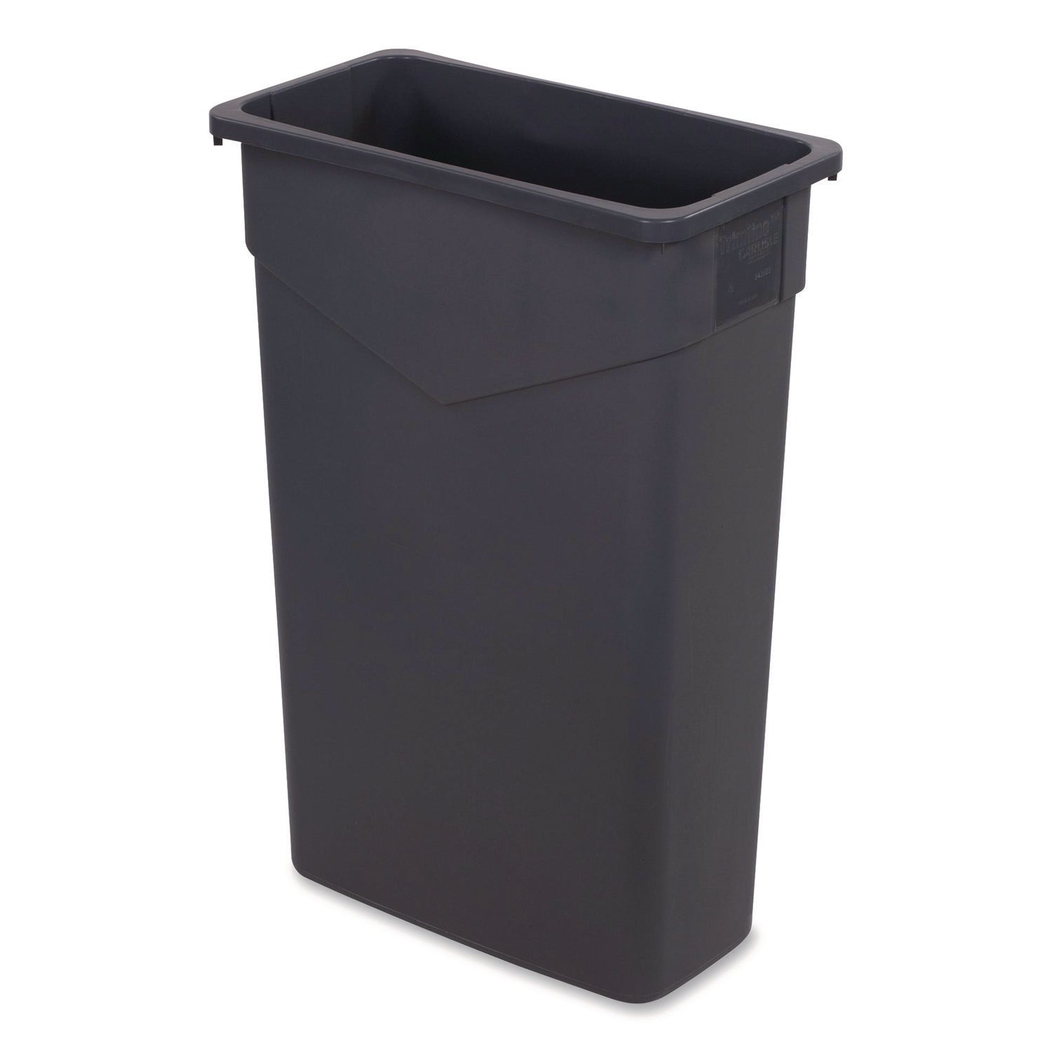 Carlisle TrimLine Rectangle Waste Container, 23 gal, Plastic, Gray, 4/Carton