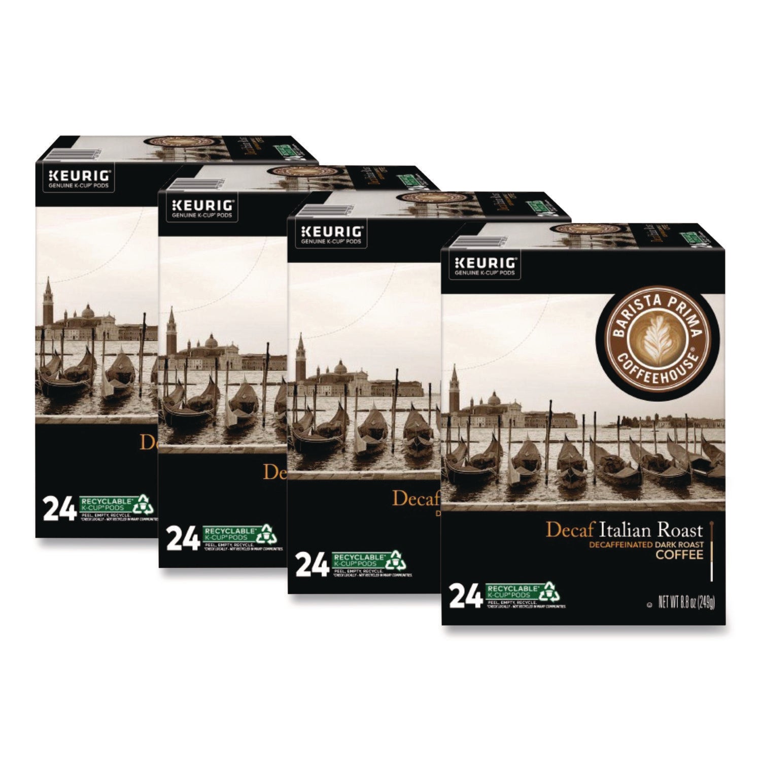 Barista Prima Coffeehouse® Decaf Italian Roast Coffee K-Cups, 24/Box, 4 Boxes/Carton