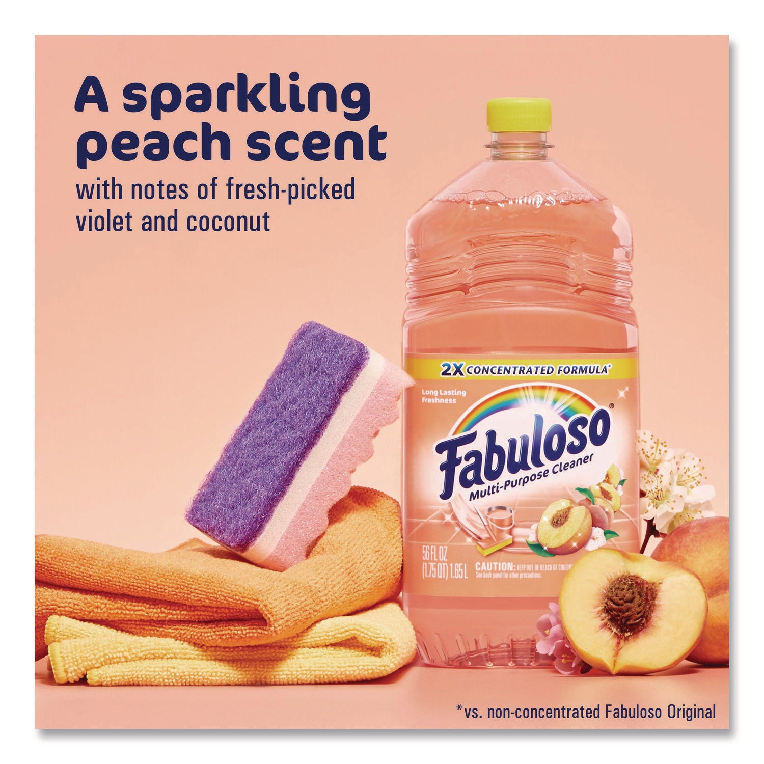 Fabuloso® Multi-Use Cleaner, Peach Scent, 56 oz Bottle, 6/Carton