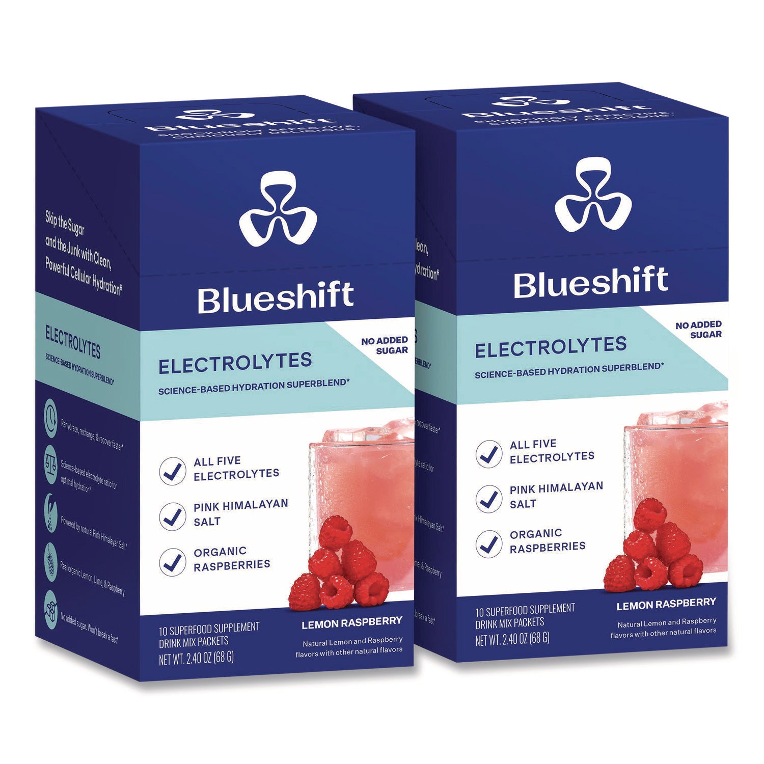 Blueshift Electrolyte Lemon Raspberry Drink Mix, 0.24 oz Packets, 10/Pack, 2 Packs/Carton